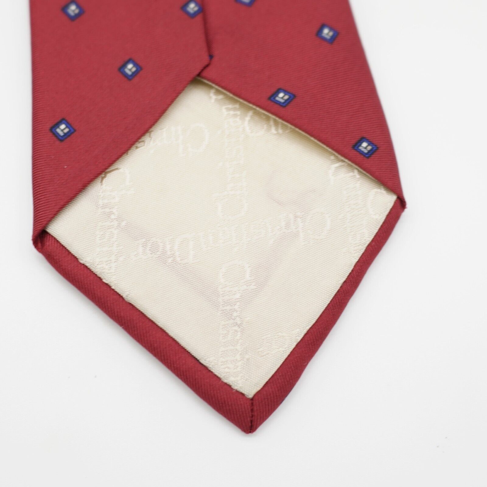 Dior Christian Dior Red Blue Geometric Italy Print Silk Tie Size ONE SIZE - 4 Thumbnail