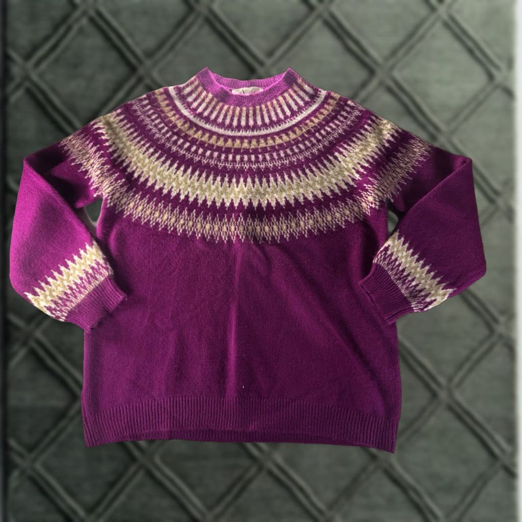 Loft LOFT Pink Multi Color Fair Isle Mock Neck Sweater Womens XL Pullover Knit Size XL / US 12-14 / IT 48-50 - 1 Thumbnail