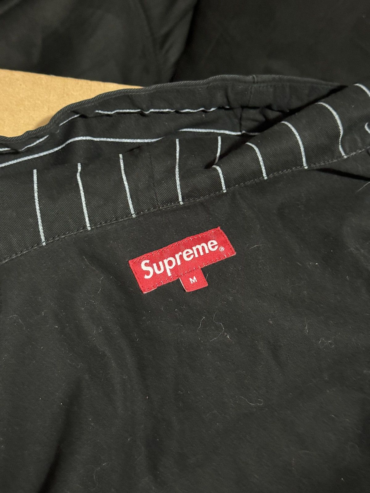Supreme Supreme Pinstrip Twill Parka Medium Black Size US M / EU 48-50 / 2 - 10 Thumbnail
