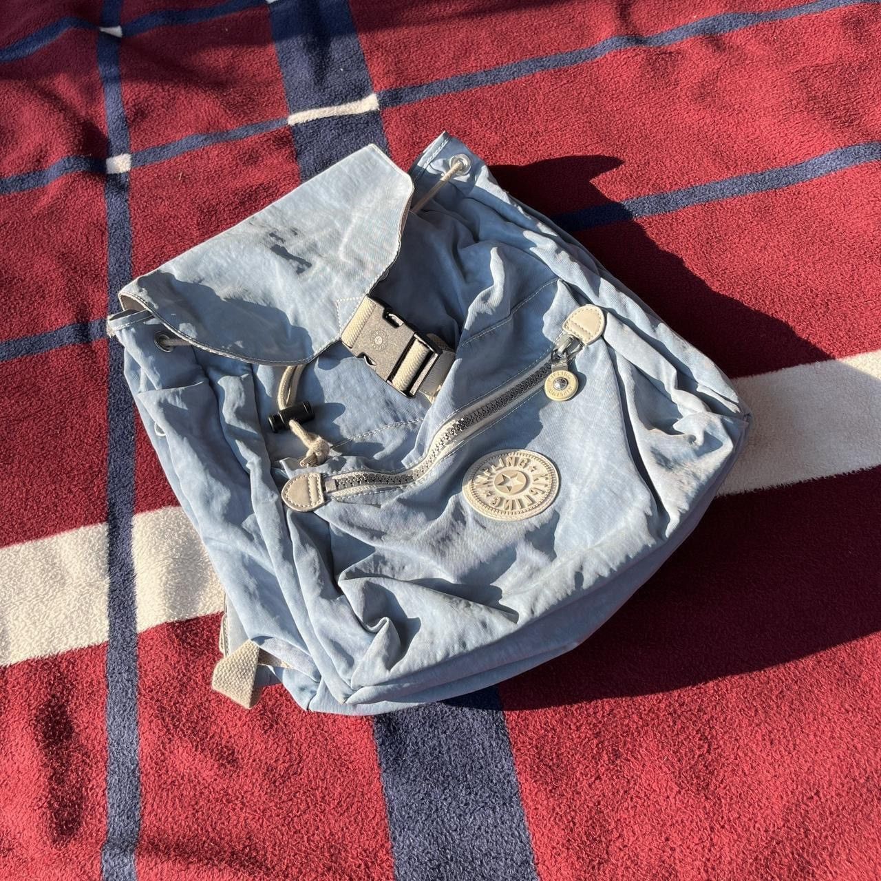 Vintage Kipling Drawstring Nylon Rucksack Parachute Backpack