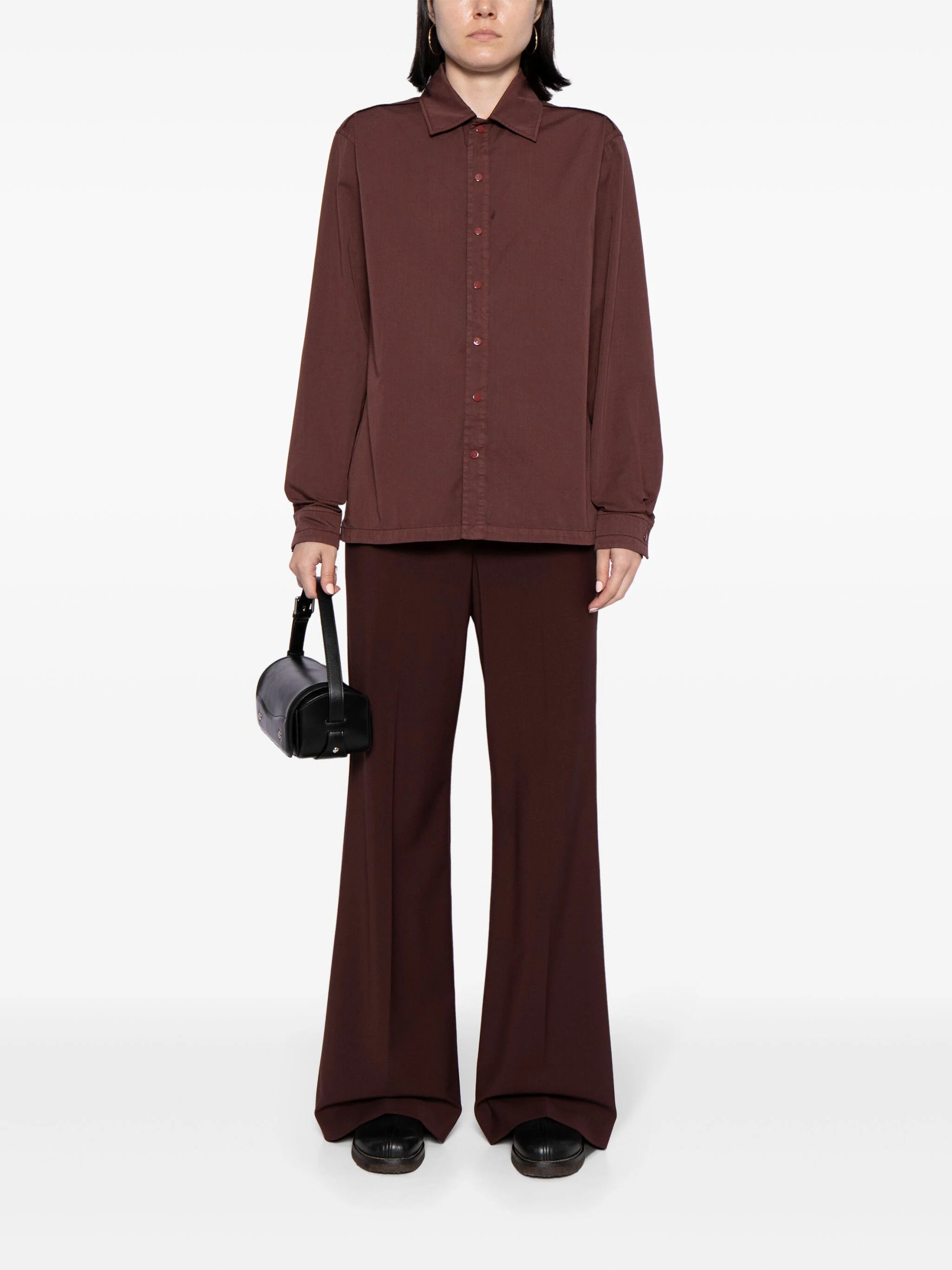 Lemaire o1s22i1n1024 Cotton Dyed Garment Shirt in Burgundy Size XS / US 0-2 / IT 36-38 - 2 Thumbnail