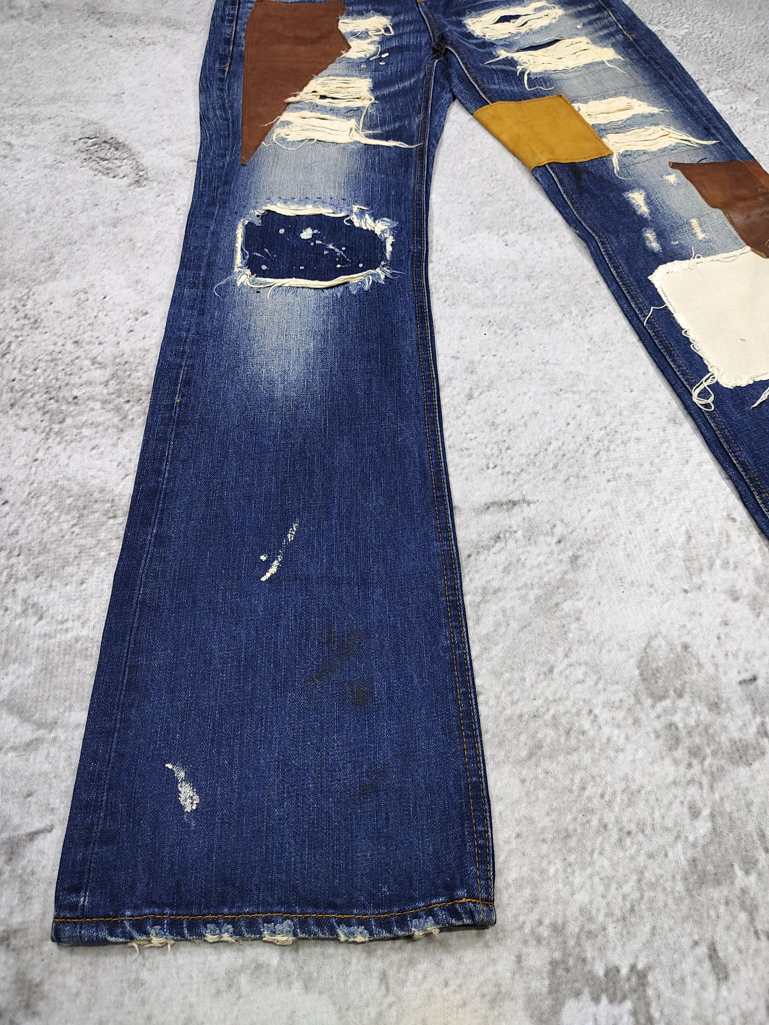 If Six Was Nine Bonds&Peace🇯🇵 Grunge Punk Rock Distressed Patchwork Jeans Size US 31 - 3 Thumbnail