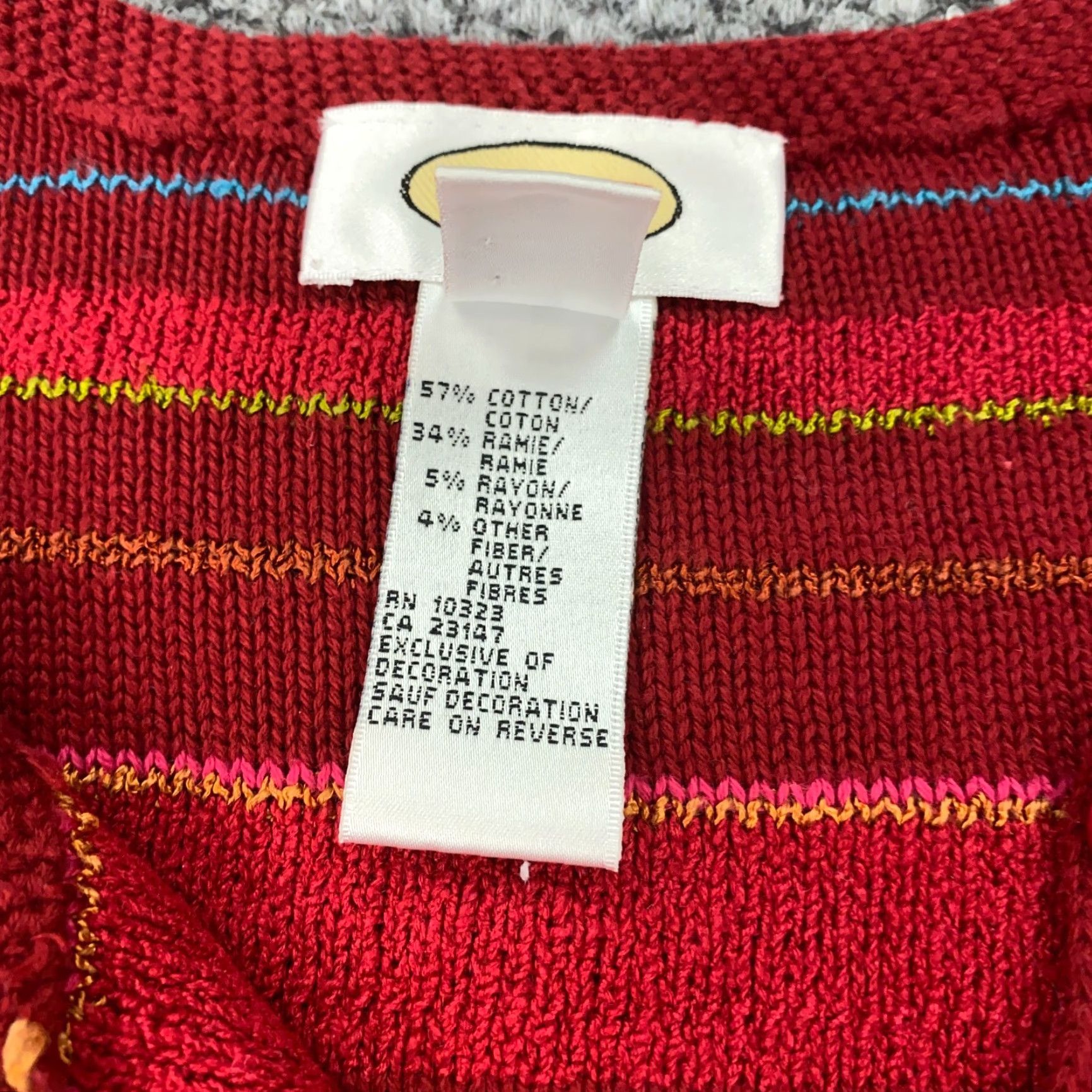 Talbots Talbots Cardigan Sweater Striped 3/4 Sleeve Red Flower Button Embroidered Cotton Ramie Rayon Women M Medium Adult Womens Fall Spring Winter Stock Size M / US 6-8 / IT 42-44 - 7 Thumbnail