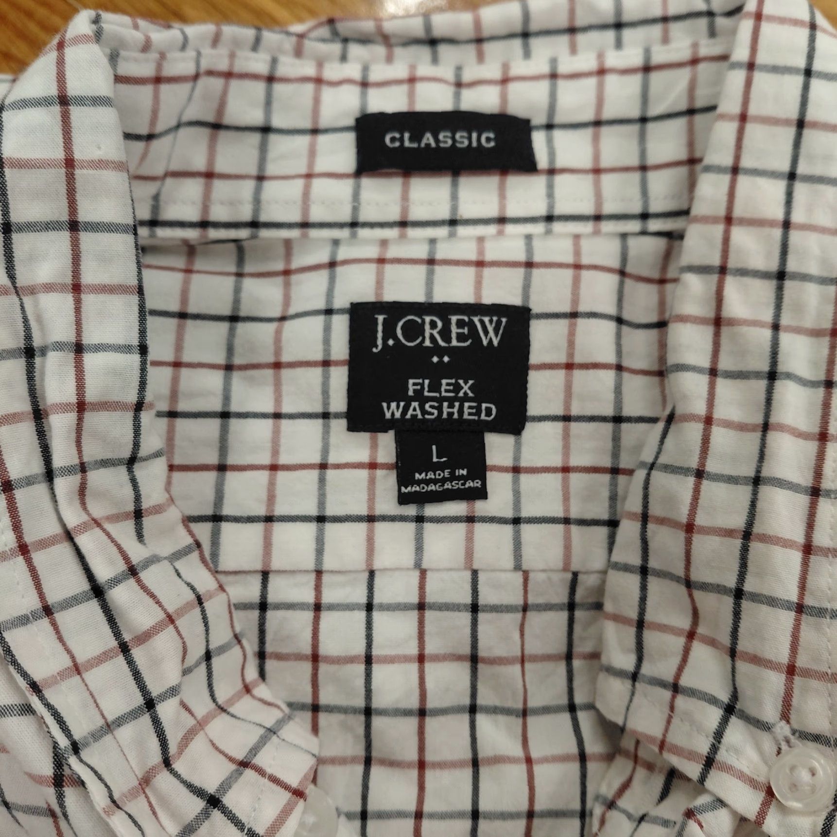 J.Crew J.CREW Classic Shirt Men's L White/Red/Blue Plaid Button-Down Flex Washed Size US L / EU 52-54 / 3 - 7 Thumbnail