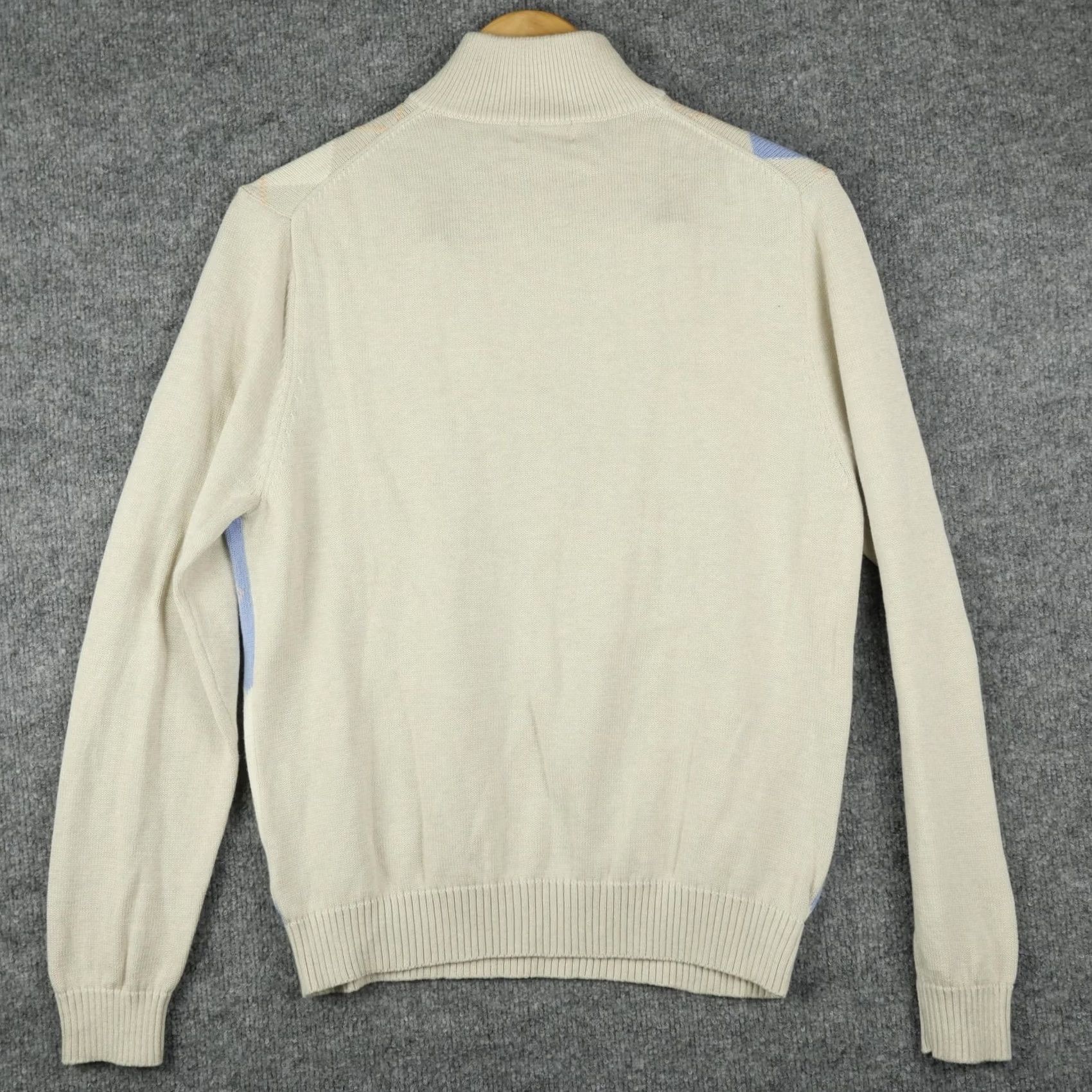 Brooks Brothers Brooks Brothers Sweater Mens Small Beige Blue Argyle 1/4 Zip Supima Cotton Pullover Mock Neck Knitted Knit Preppy Size US S / EU 44-46 / 1 - 3 Thumbnail