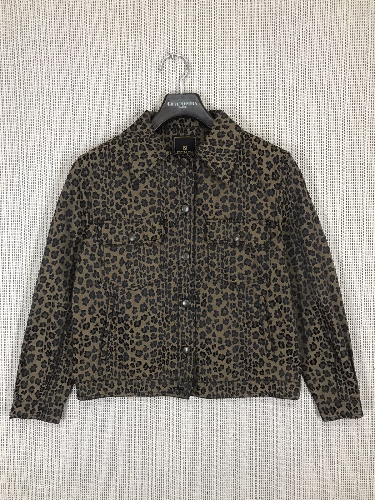 Vintage Fendi Jeans Leopard Jacquard Straight Long Sleeve