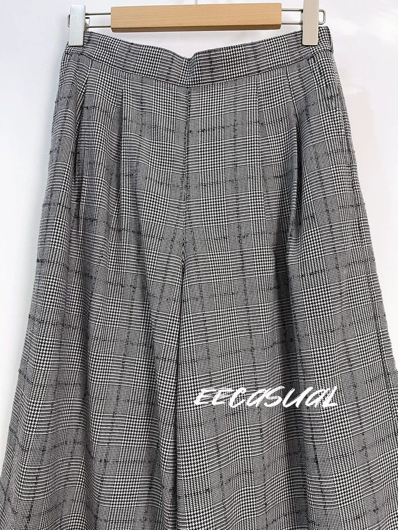 Comme des Garcons Comme des Garcons size M Black and white wool wide-leg pan Size 23" - 5 Thumbnail