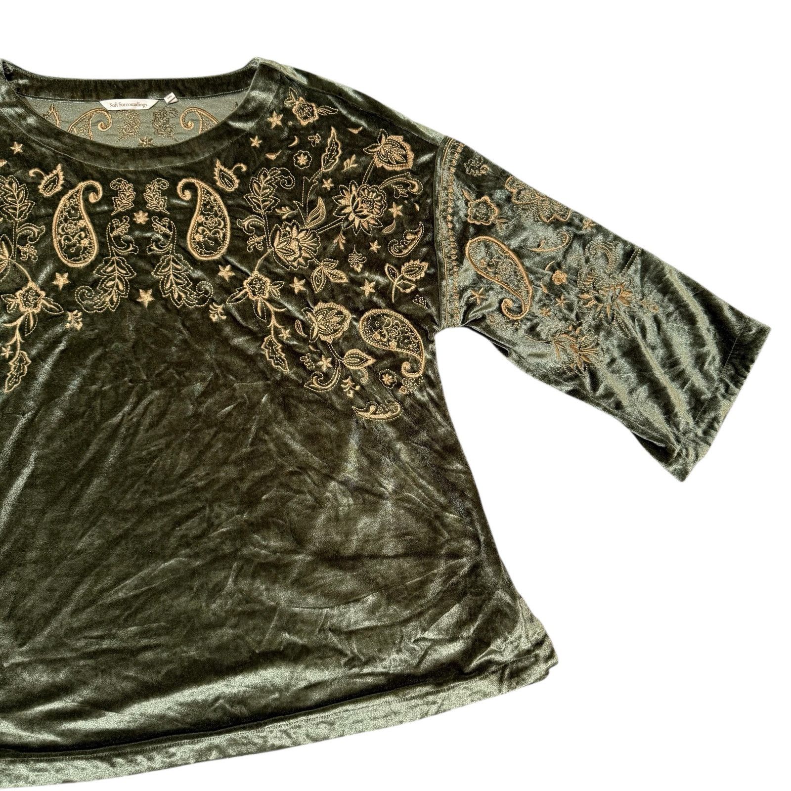 Other Soft Surroundings Helena Tunic Embroidered Velvet Top PXL Size XL / US 12-14 / IT 48-50 - 6 Thumbnail