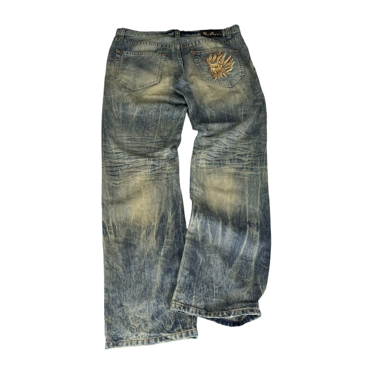 Japanese Brand ❄️ONIARAI JAPAN BOMB PATCHWORK DENIM JEANS FLARE PANTS Size US 34 / EU 50 - 10 Thumbnail