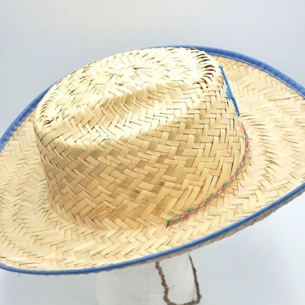 Vintage Cowboy Hat Straw Plastic Sheriffs Badge Beige One Size made in Mexico Unisex Adults Size ONE SIZE - 4 Thumbnail