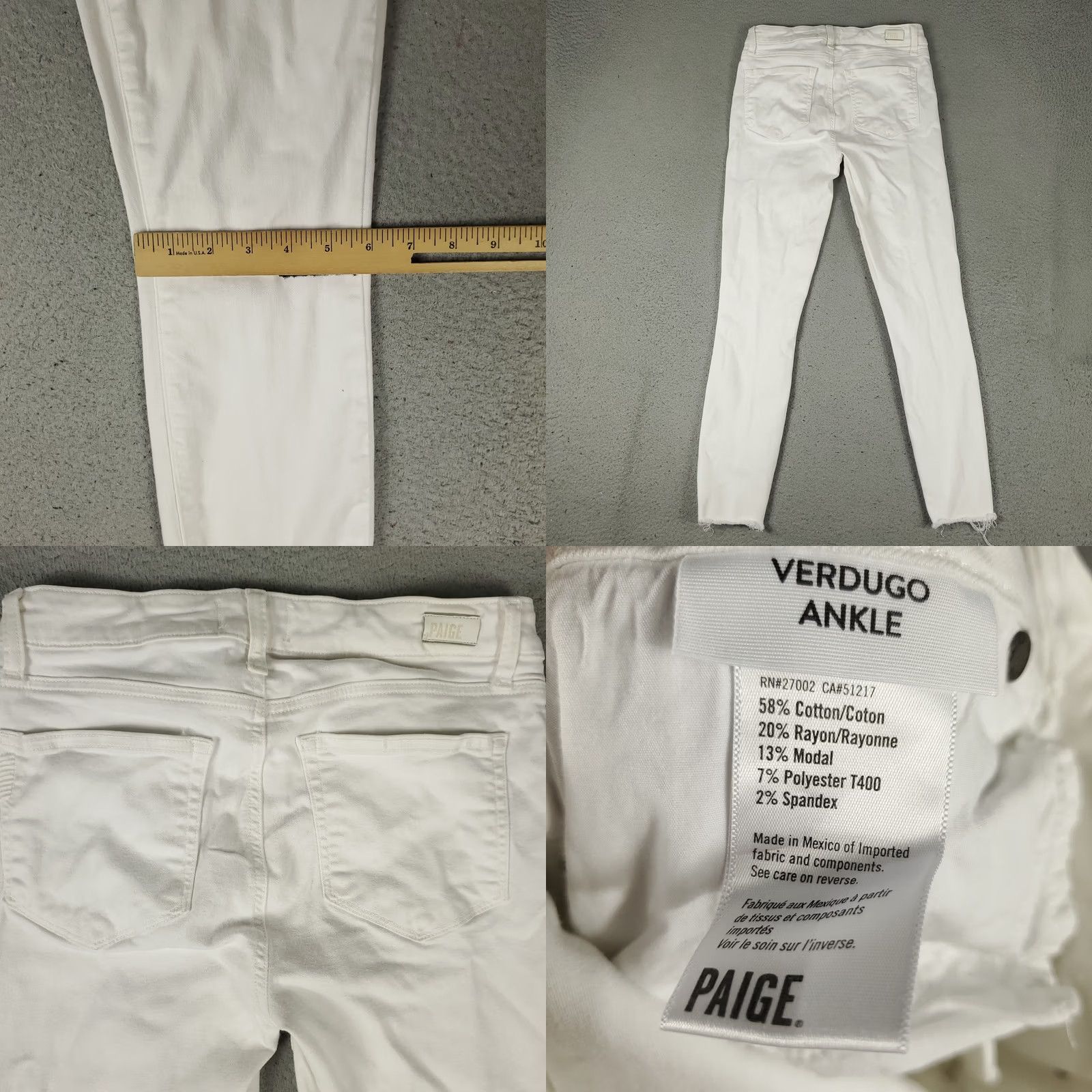 Paige Paige Jeans Womens Regular Size 27x28 White Verdugo Ankle Cut Off Denim Pants Slimming Pockets 5-Pocket Size 27" / US 4 / IT 40 - 8 Thumbnail