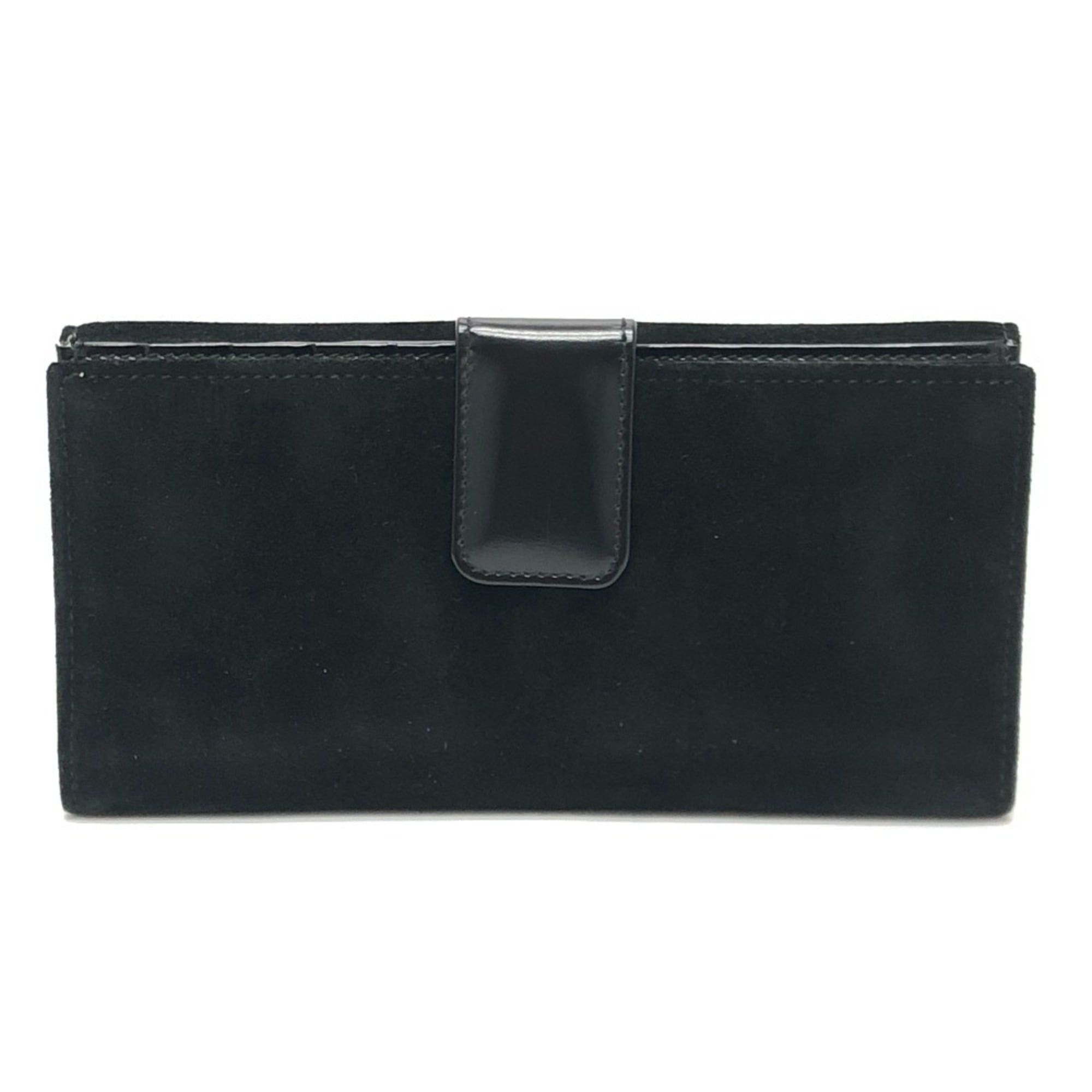 Gucci GUCCI Old Gucci Interlocking G Long Wallet, Flap Suede and Enamel, Women's, Black Size ONE SIZE - 1 Thumbnail