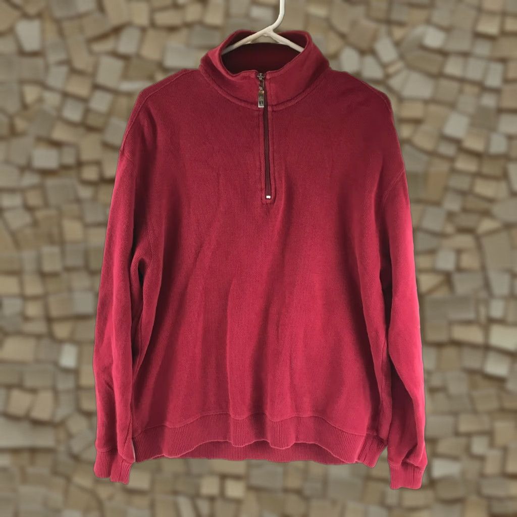 Vintage Paradise Collections Sweater Men Size L Red 1/4 Zip Turtle Neck Pullover Size US L / EU 52-54 / 3 - 1 Thumbnail