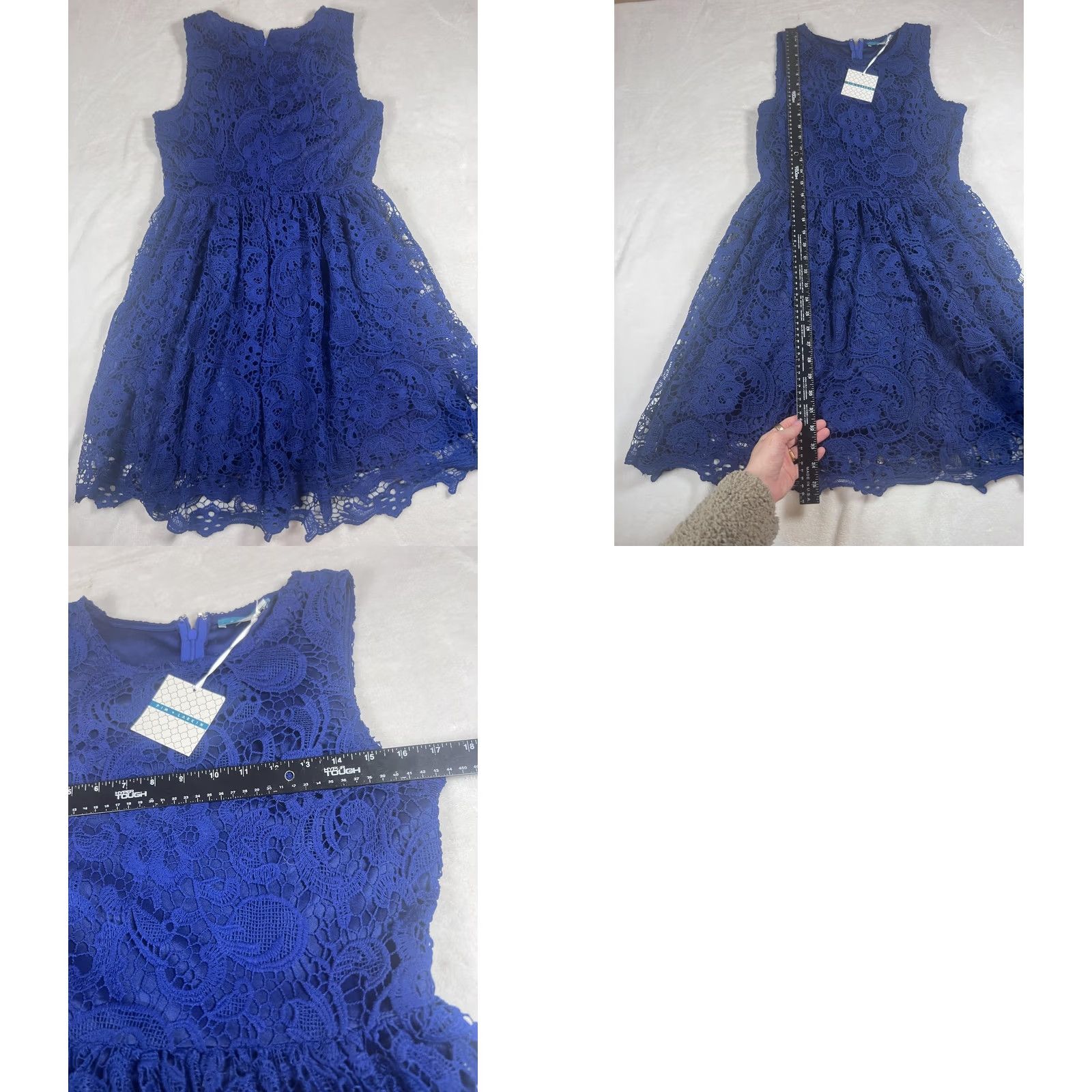 Vintage Pim + Larkin Dress Large Blue Lace Fit & Flare Knee Length Party Womens Size L / US 10 / IT 46 - 8 Thumbnail