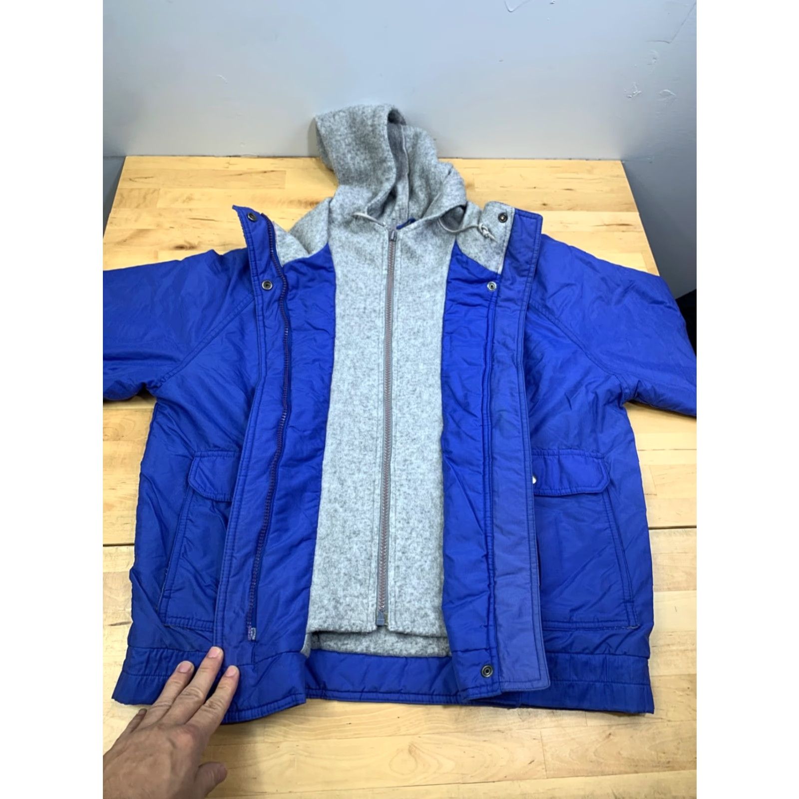Vintage VINTAGE Collections Jacket Womens L 90s Blue Hooded Full Zip Lined (Outer Shell Nylon) Regular Fit Size L Casual Womens - 90s Theme Size L / US 10 / IT 46 - 5 Thumbnail