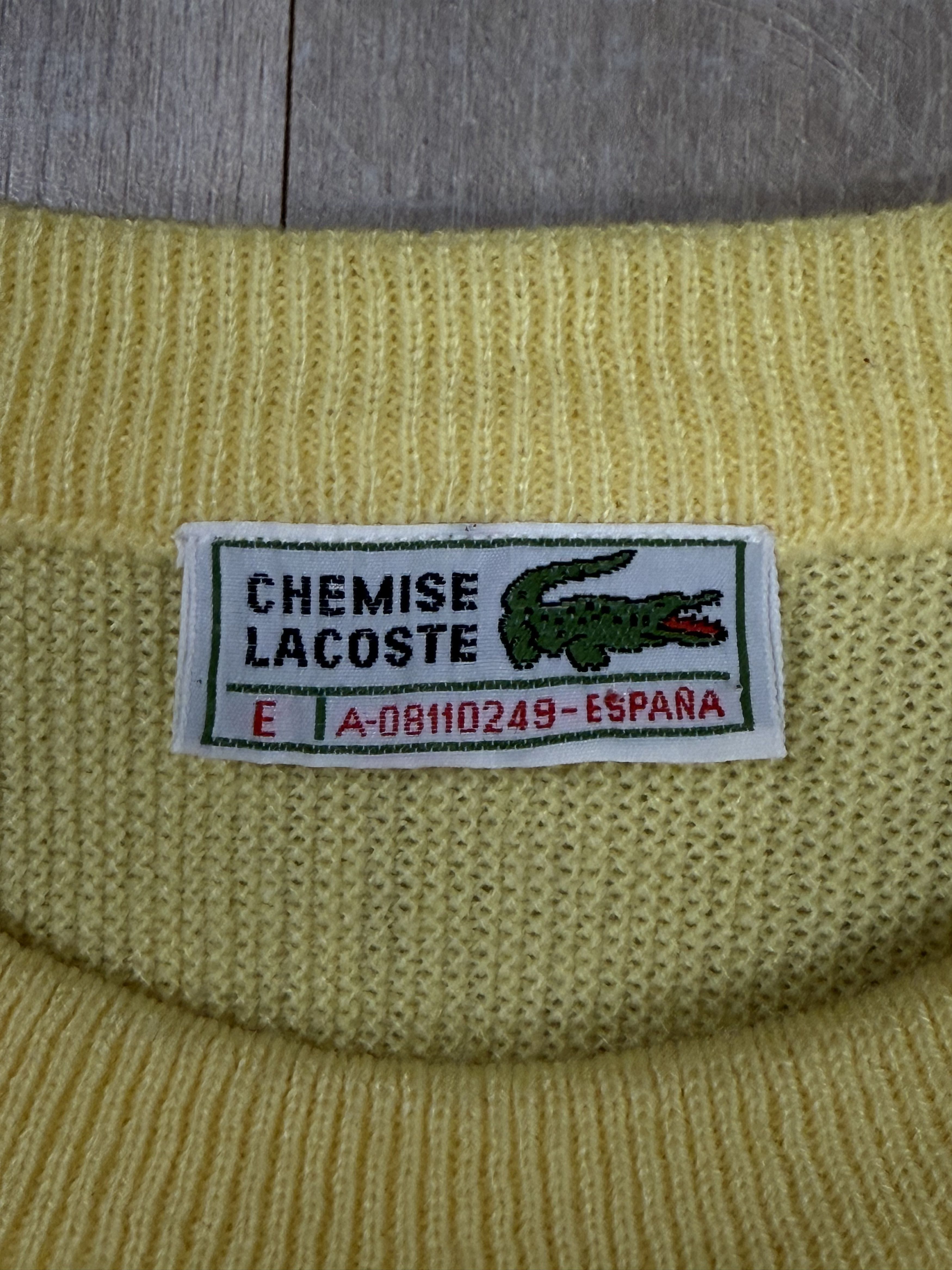Lacoste Vintage 90s Lacoste Made in Spain Sweater Yellow Style Size US L / EU 52-54 / 3 - 4 Thumbnail