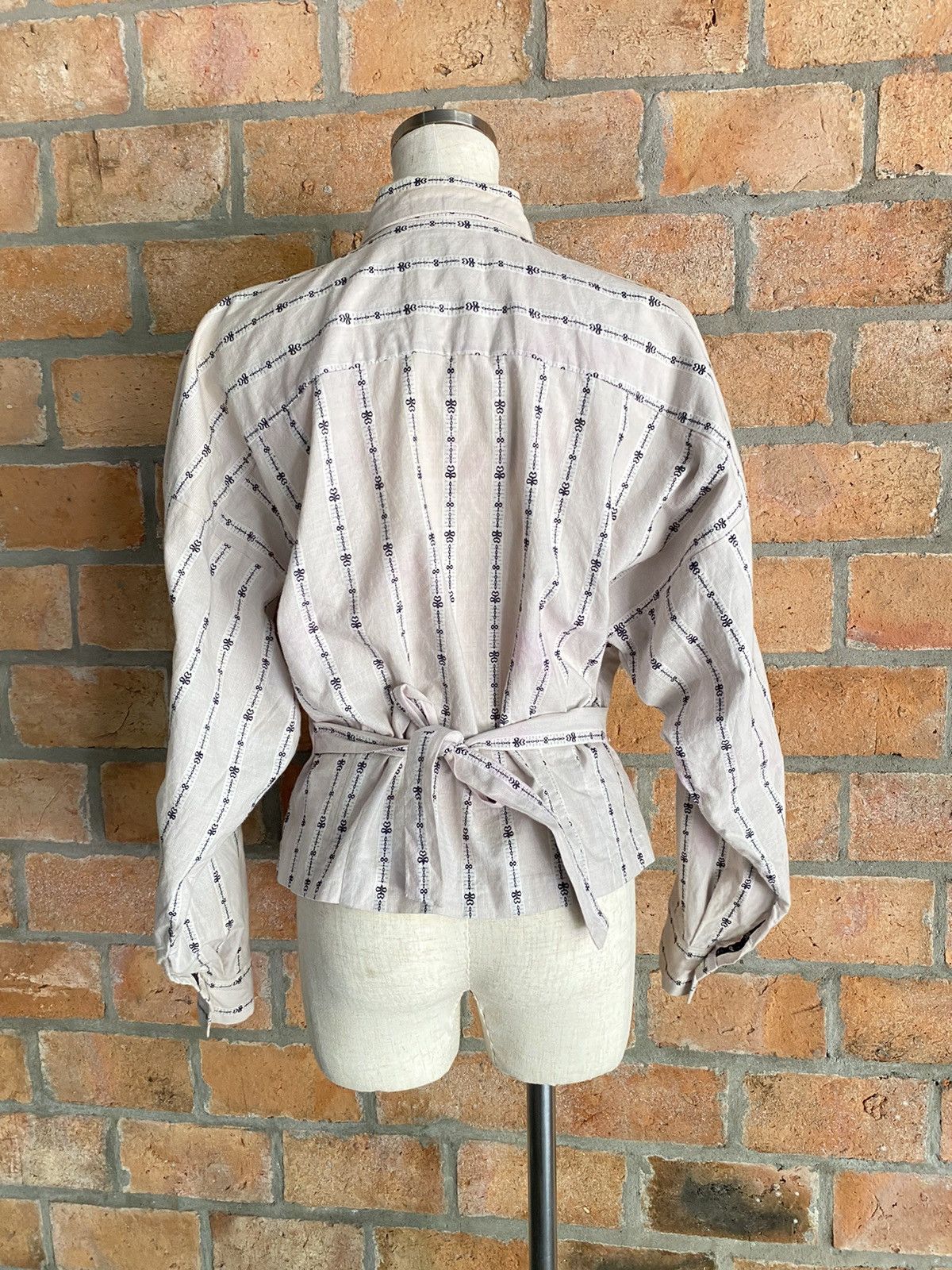 Norma Kamali NORMA KAMALI Striped Angled-Hem Shirt Size L / US 10 / IT 46 - 2 Thumbnail