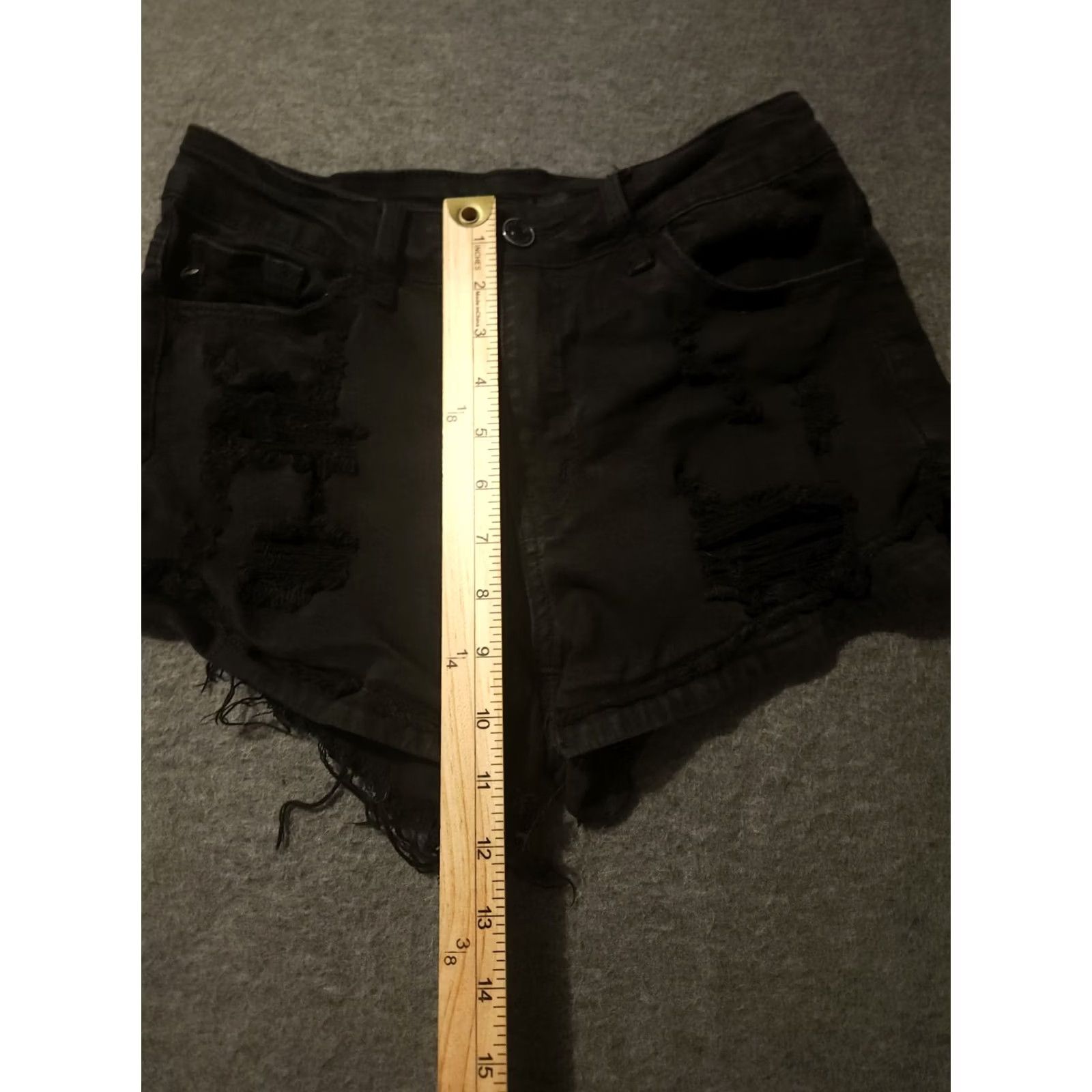 Vintage KanCan High Rise Distressed Cutoff Shorts Black 7/27 Juniors Raw Hem Preppy Size 28" / US 6 / IT 42 - 4 Thumbnail