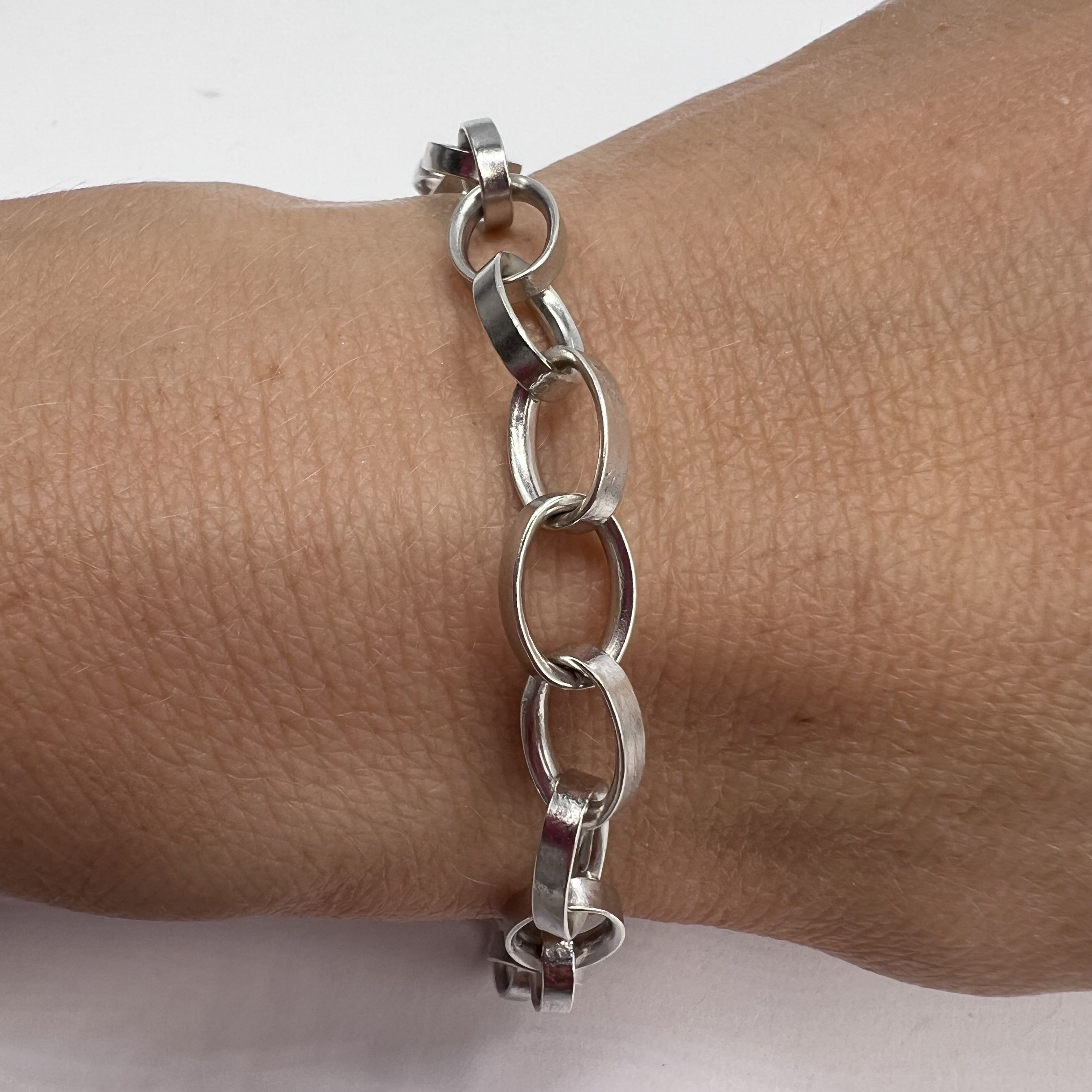 Sterling Silver Vintage Bracelet Chain Sterling Silver 925 Jewelry 8.40gr Size ONE SIZE - 2 Thumbnail