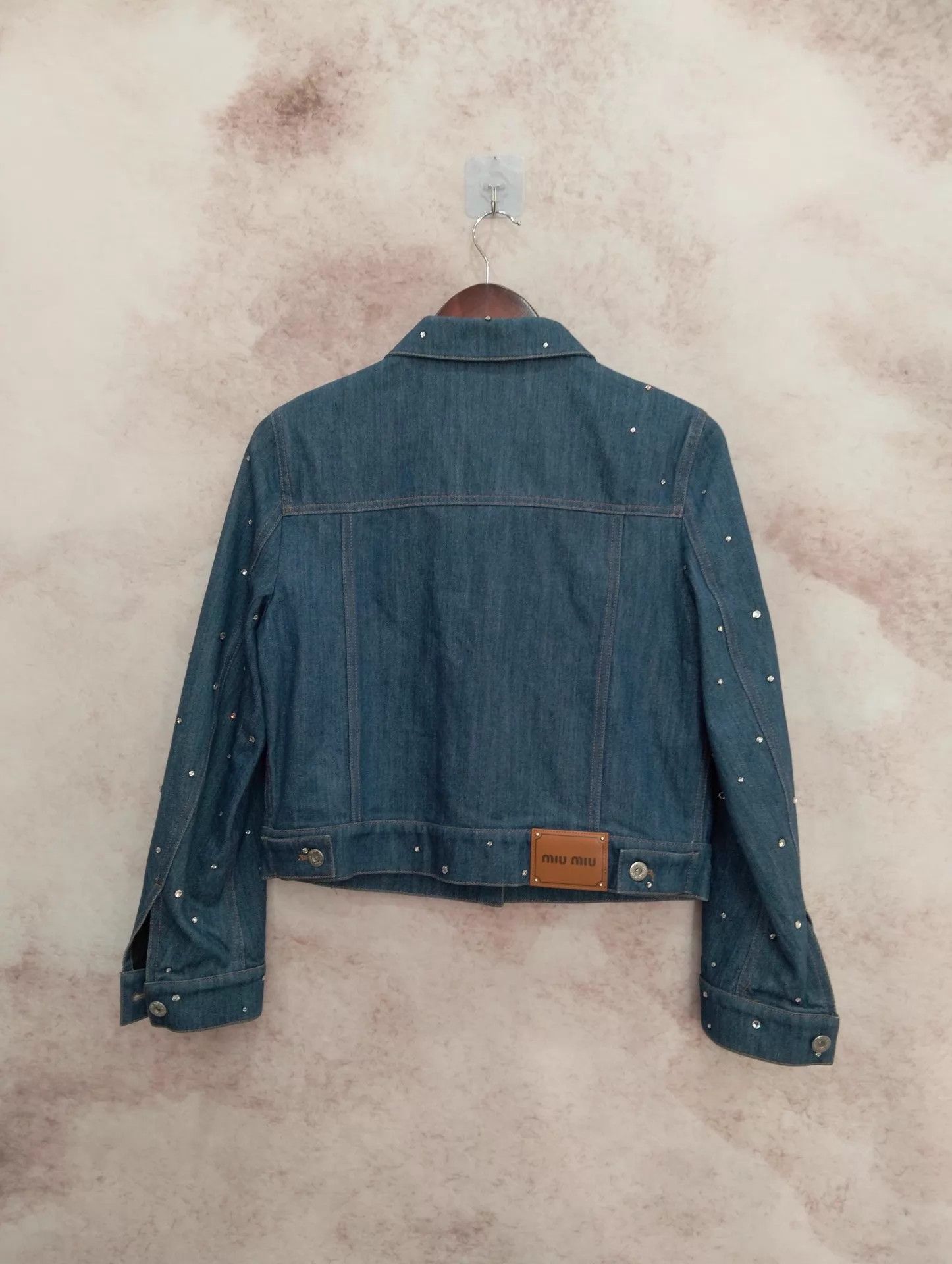 Miu Miu MIU MIU Rhinestone Denim Jacket 40 95 New Size S / US 4 / IT 40 - 2 Thumbnail