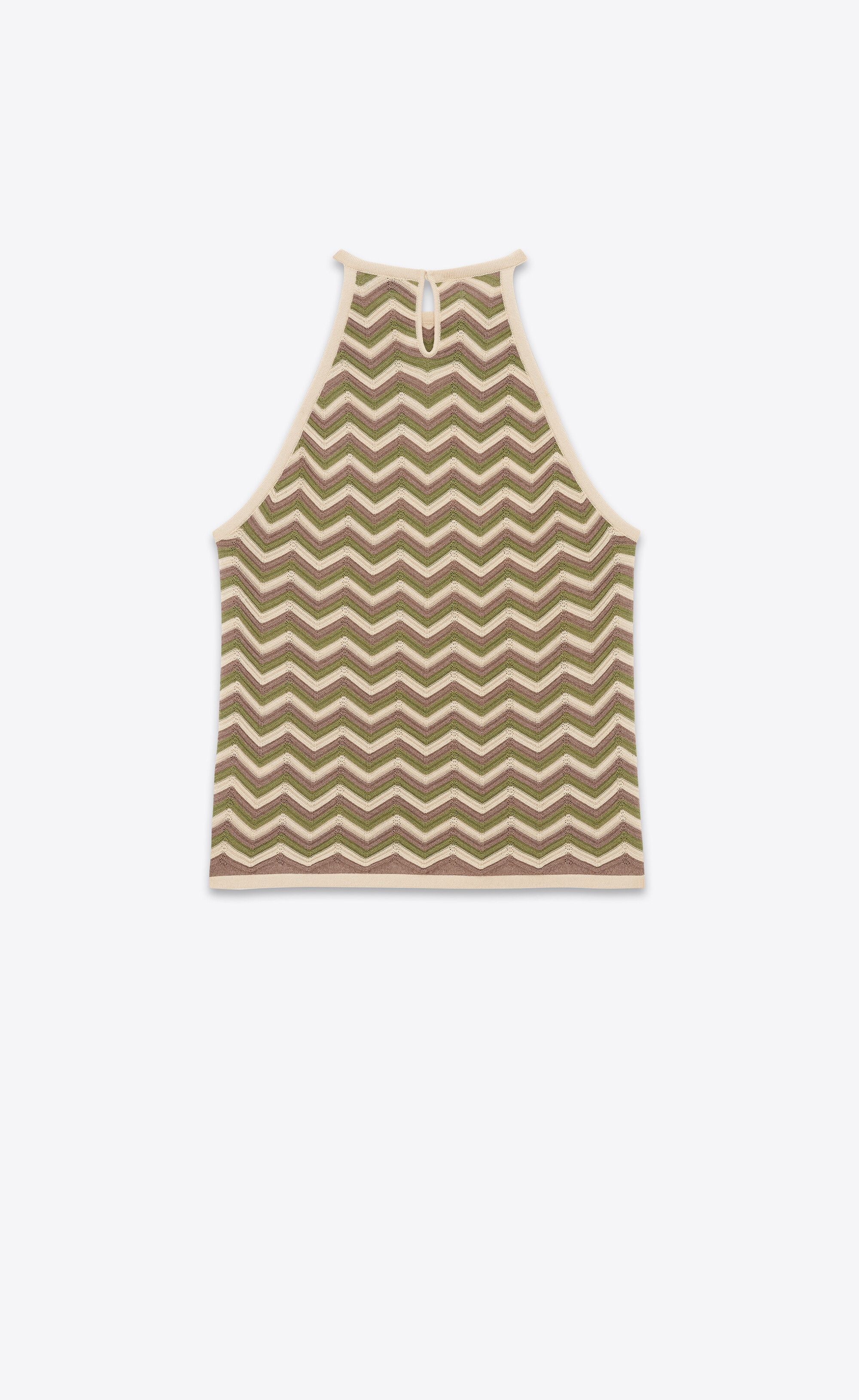 Saint Laurent Paris o1s1wg110225 732882 Sleeveless Tank Top Chevron Knit Size L / US 10 / IT 46 - 3 Thumbnail