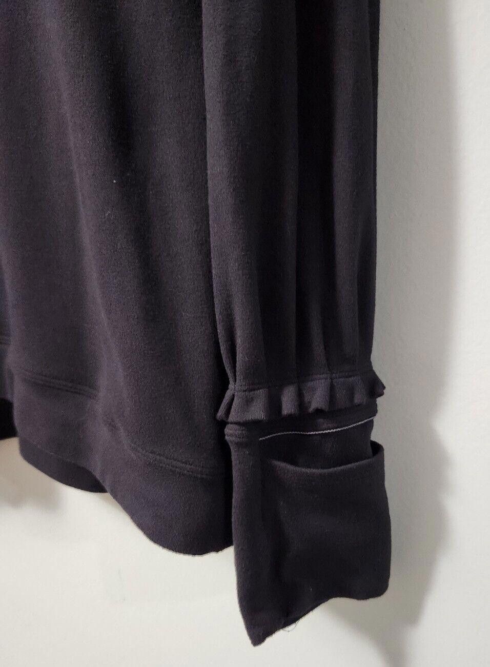 Designer Lululemon Sweatshirt Size 10 Black Pullover Ruffle Size L / US 10 / IT 46 - 3 Thumbnail