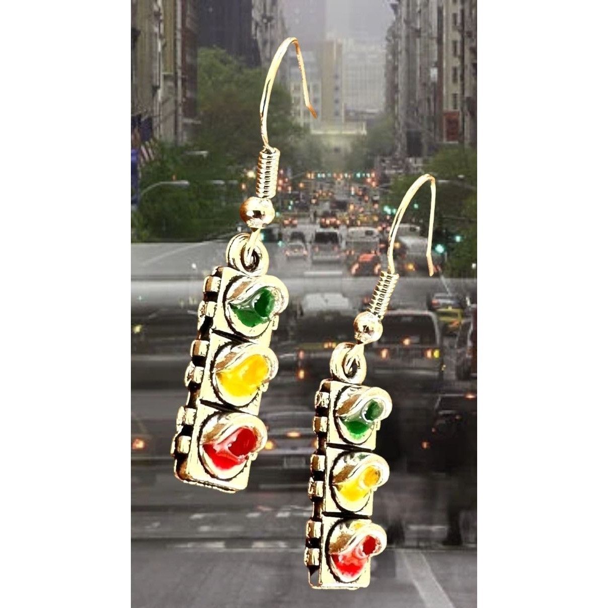 Handmade Traffic Light Earrings Signal New Dangle Hooks Stop Wait Go Size ONE SIZE - 3 Thumbnail