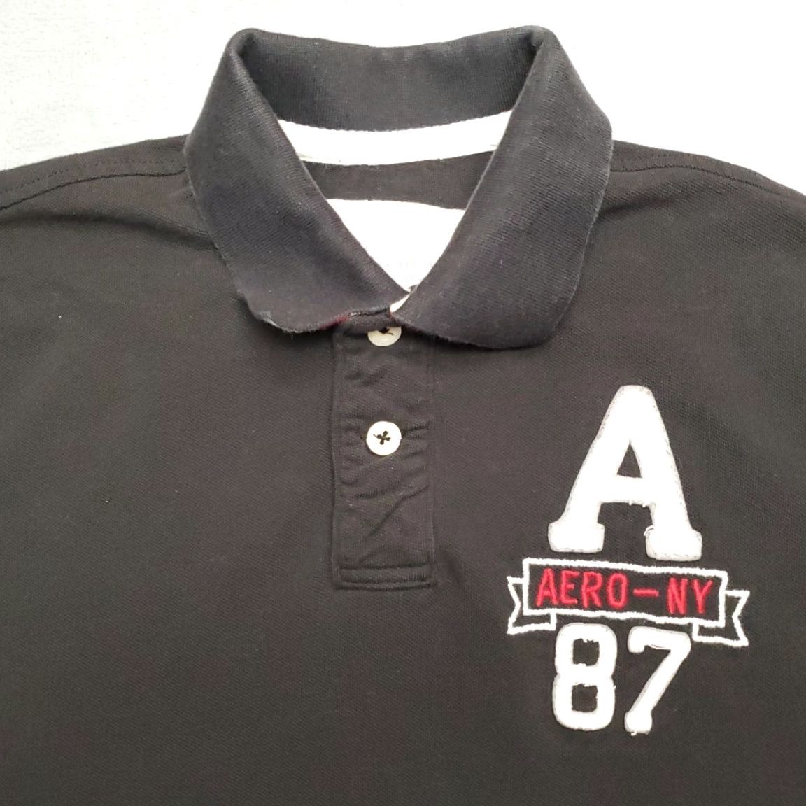 Aeropostale VINTAGE Aeropostale Shirt Mens L Black Polo Puff Print 100% Cotton Rugby Y2K Retro Mens Size US L / EU 52-54 / 3 - 2 Thumbnail