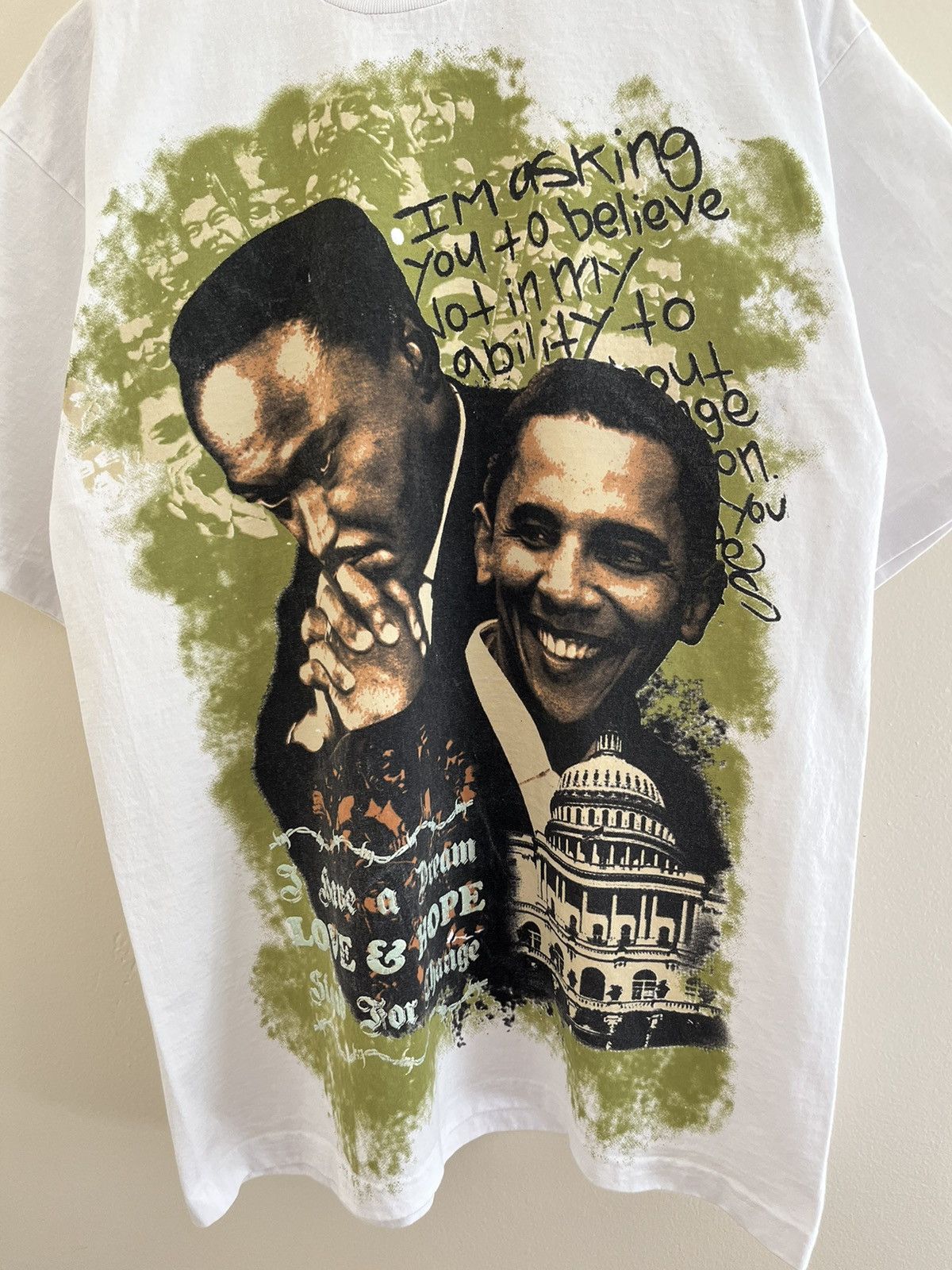 Vintage Vintage 90’s Barack Obama & Martin Luther King T-Shirt Size US XL / EU 56 / 4 - 2 Thumbnail