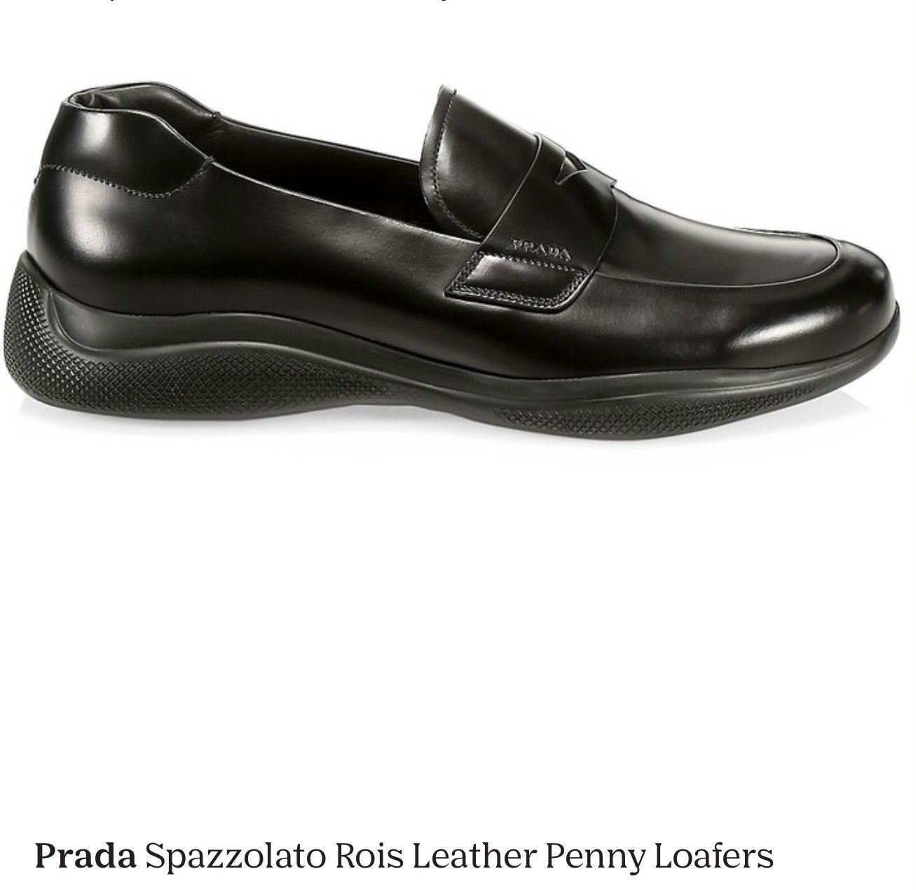 Prada spazzolato hotsell leather penny loafers