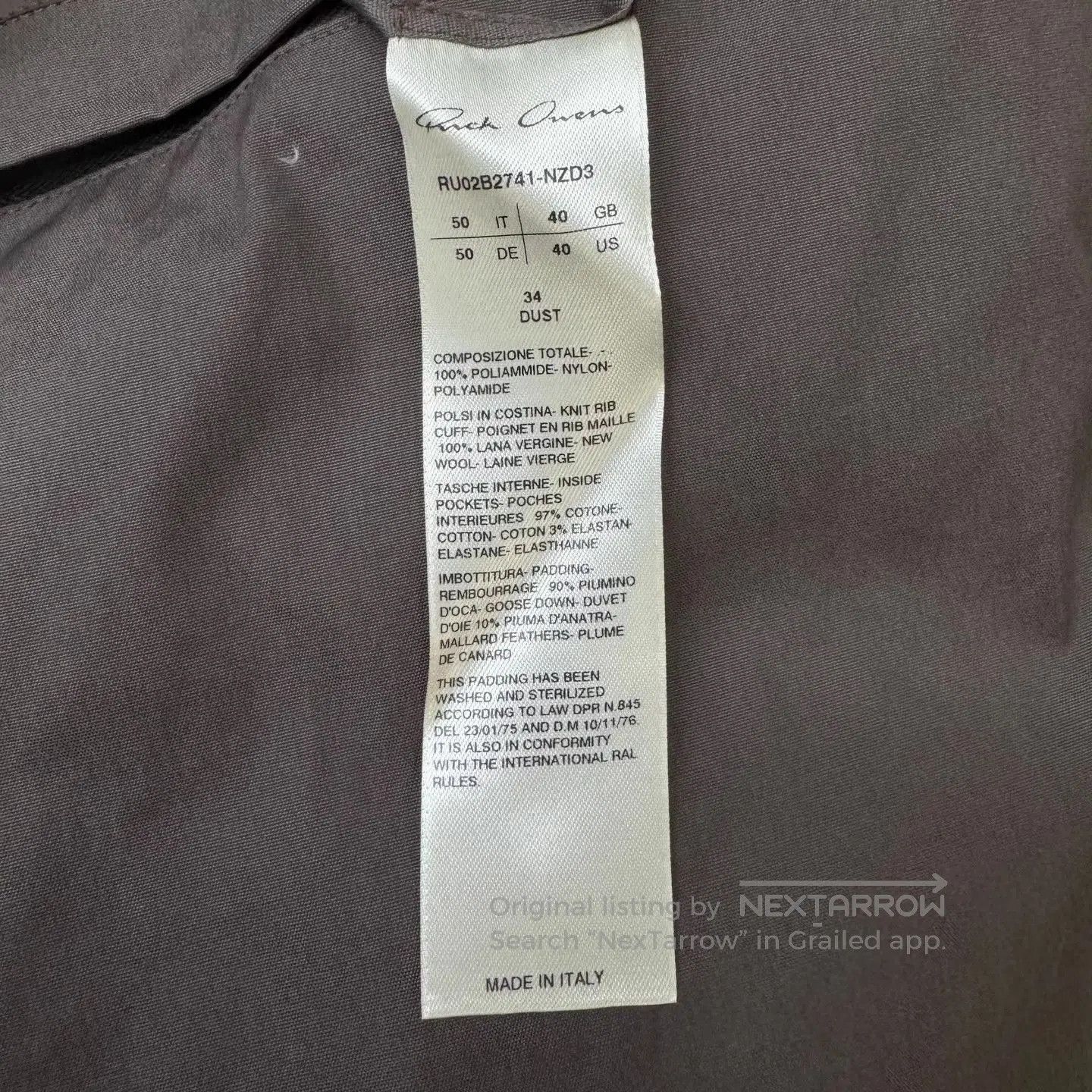 Rick Owens Brown Puffer Coat with Hood . Size US L / EU 52-54 / 3 - 4 Thumbnail
