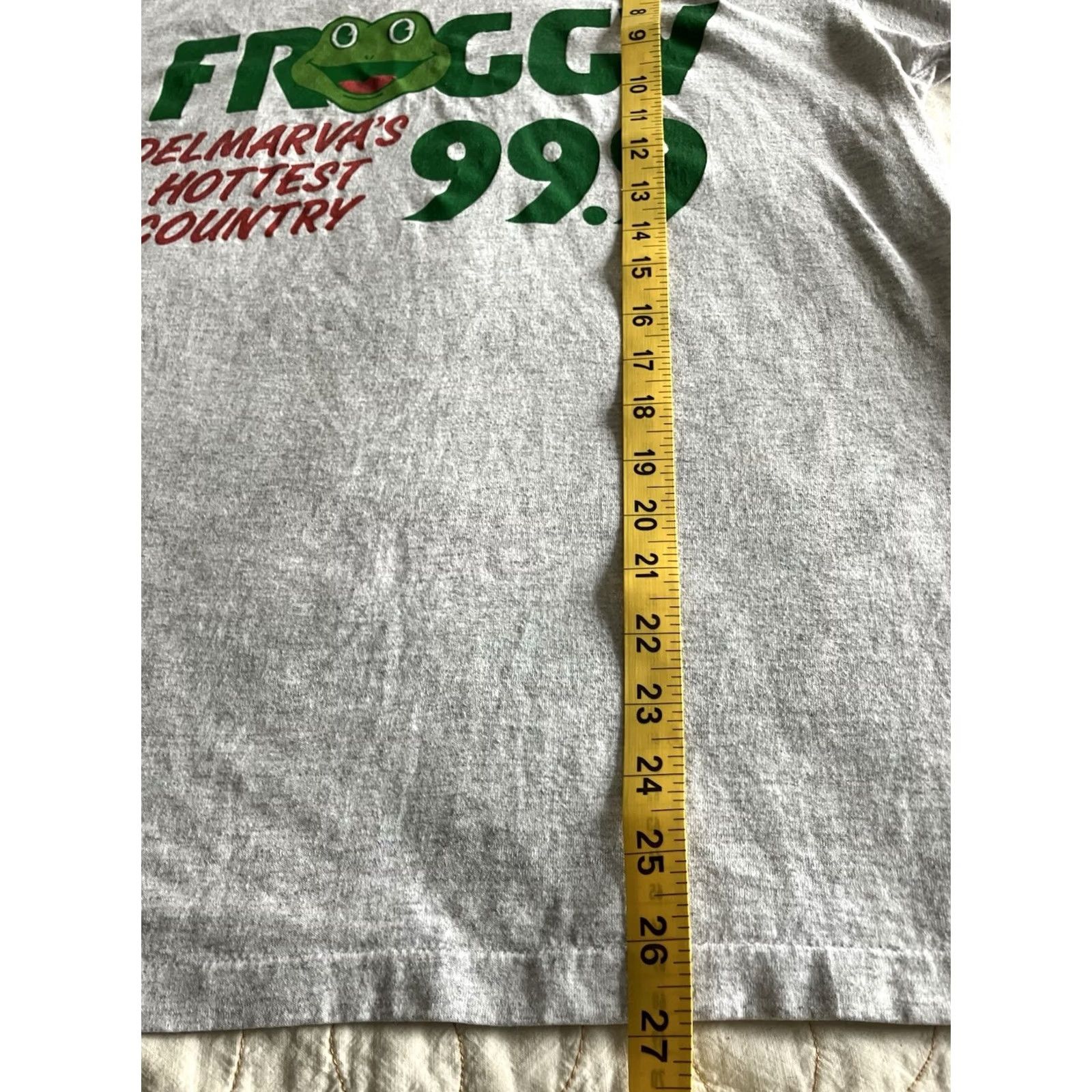 Hanes VINTAGE Froggy 99.9 FM Radio Hanes Heavyweight Mens L Gray Single Stitch Tshirt Size US L / EU 52-54 / 3 - 5 Thumbnail