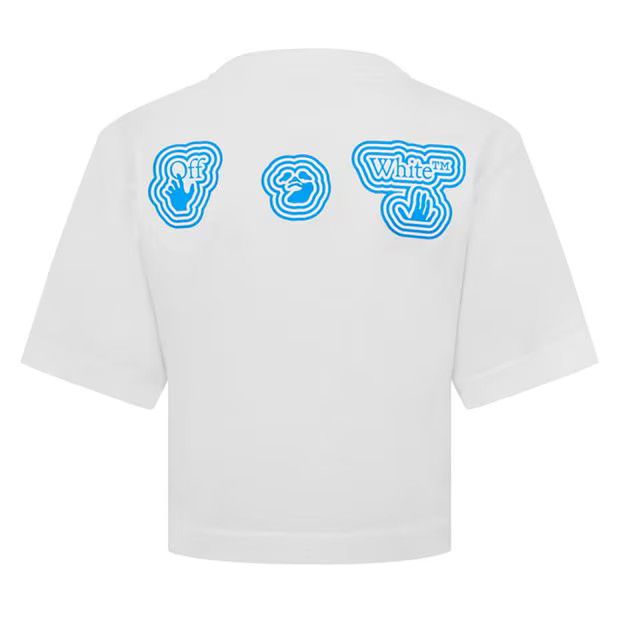Off-White o1g2r1mq1224 Cropped T Shirt in White & Blue Size XS / US 0-2 / IT 36-38 - 2 Thumbnail