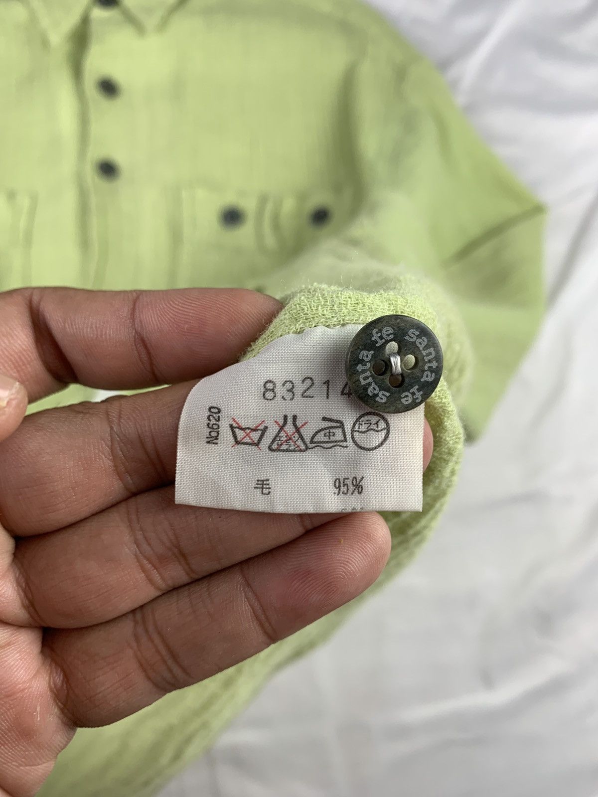 Japanese Brand 1990s santa fe Matcha Green Mohair Light Shirt Size US L / EU 52-54 / 3 - 6 Thumbnail