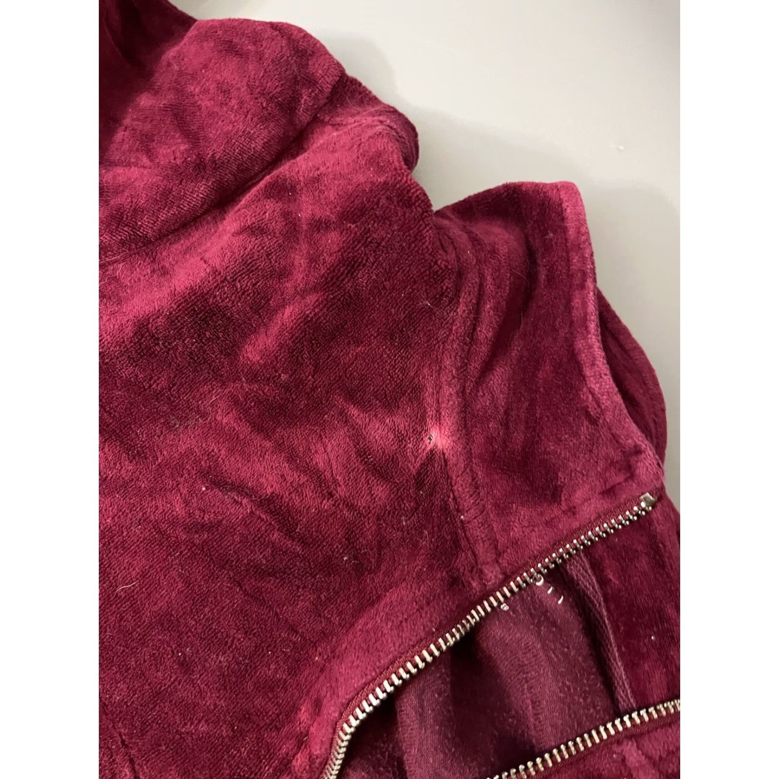 Vintage Karen Scott Womens Jacket Velour Full Zip Burgundy Red Knit L Adults Size L / US 10 / IT 46 - 6 Thumbnail