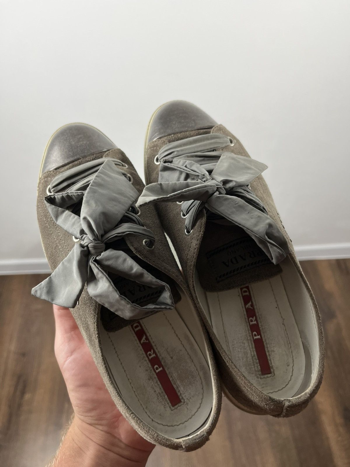 Prada Prada Suede Sneakers Bow Laces Cap Toe Women’s Size 36 Size US 6 / IT 36 - 13 Thumbnail