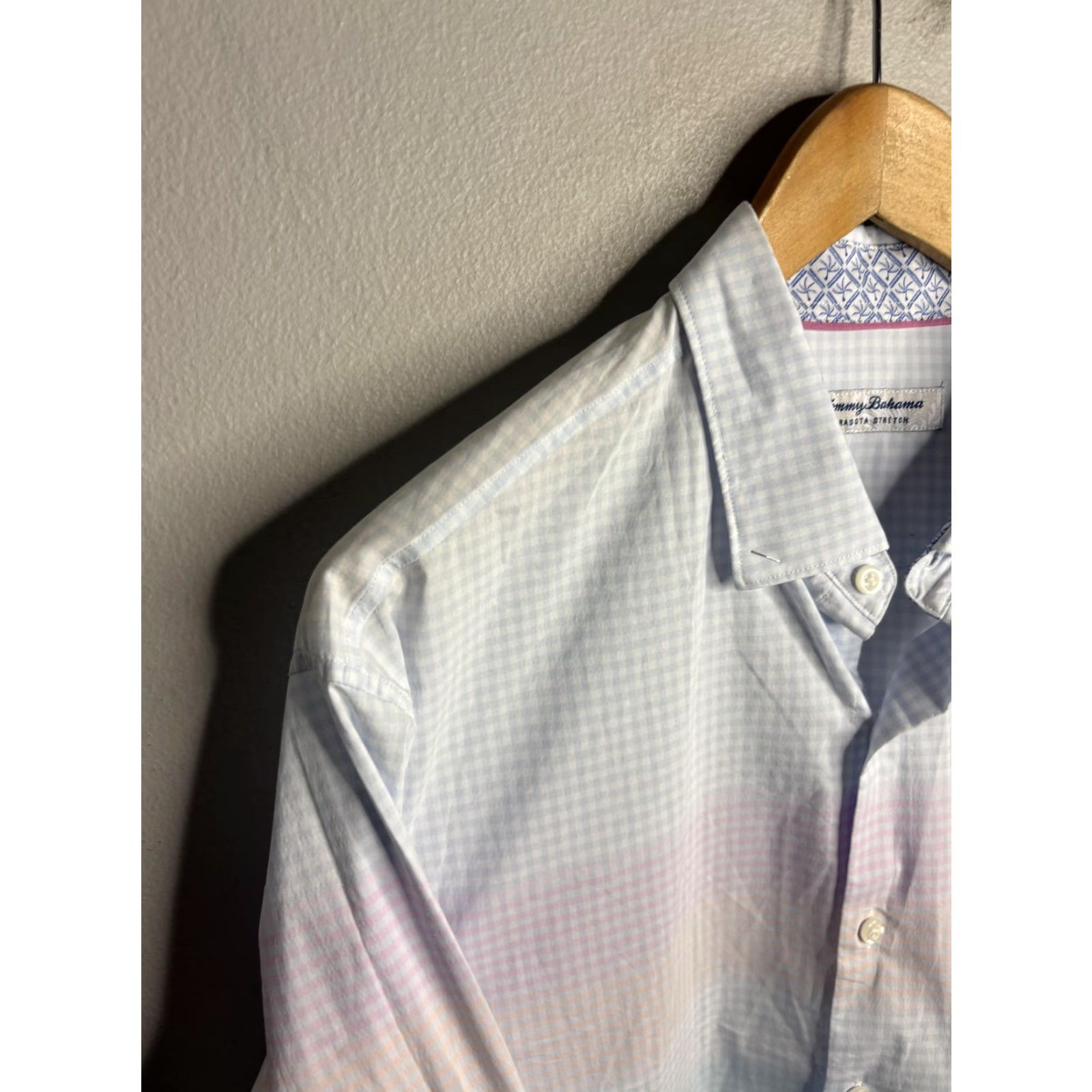 Tommy Bahama Tommy Bahama Shirt Mens Large Blue Sarasota Stretch Gingham Pastel Ombre Cotton Size US L / EU 52-54 / 3 - 2 Thumbnail