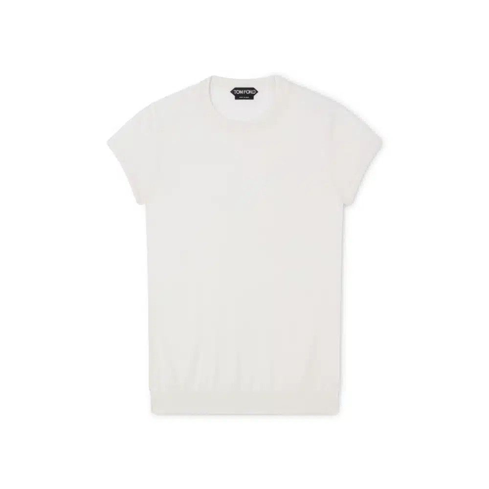 Tom Ford o1loc1c1024 MAK937 Cashmere Silk T-Shirt in White Size XS / US 0-2 / IT 36-38 - 1 Thumbnail