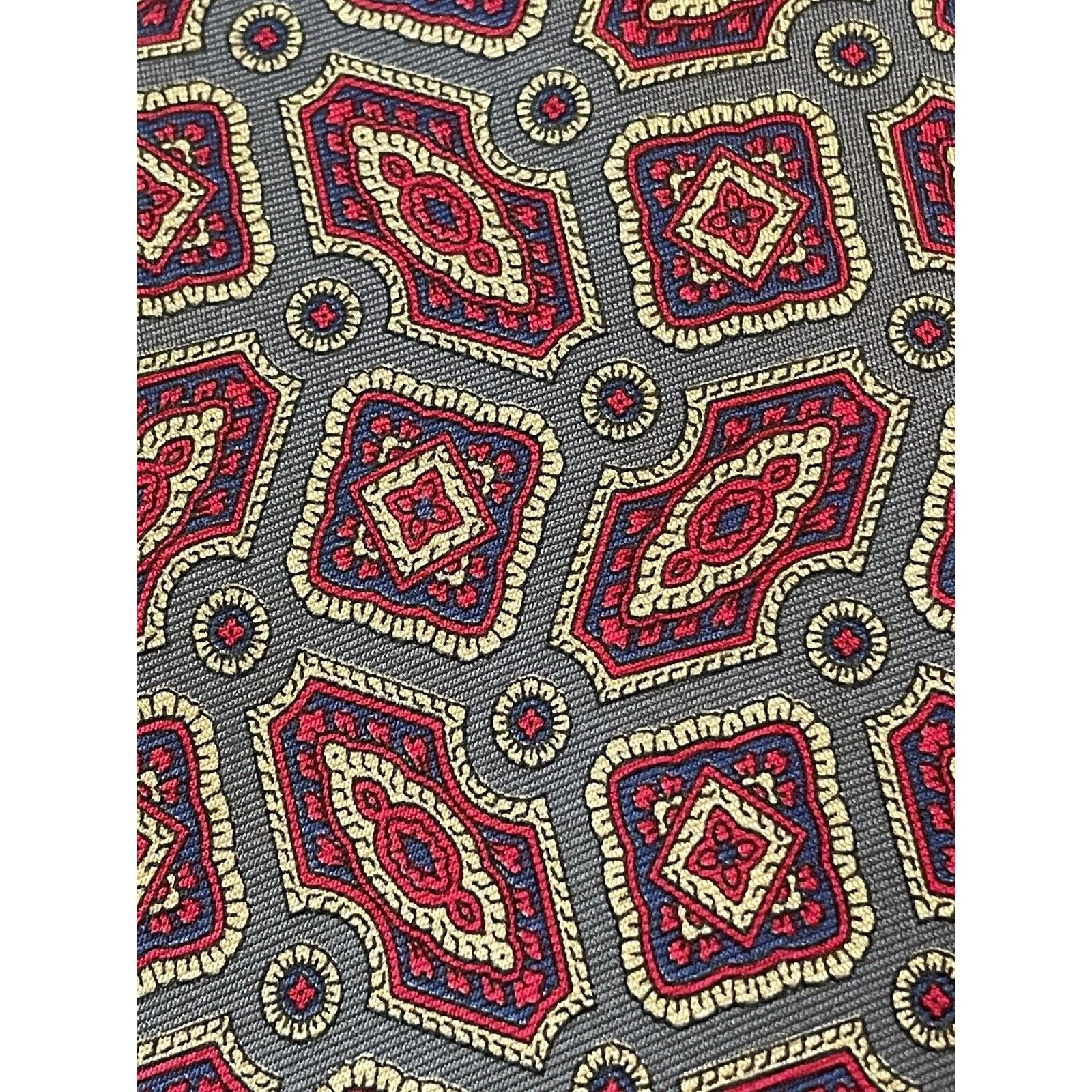 Vintage Sheaf & Caber Gray Red Blue Patterned Men's Neck Tie 59” 4” Size ONE SIZE - 6 Thumbnail