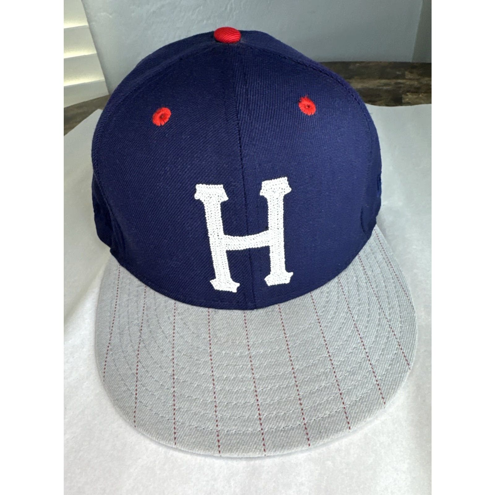 New Era HUF New Era Fitted Baseball Cap Hat 7 3/8 Blue & Gray Men Blue & Gray 7 3/8 Hat Cap Fitted Baseball Size ONE SIZE - 2 Thumbnail