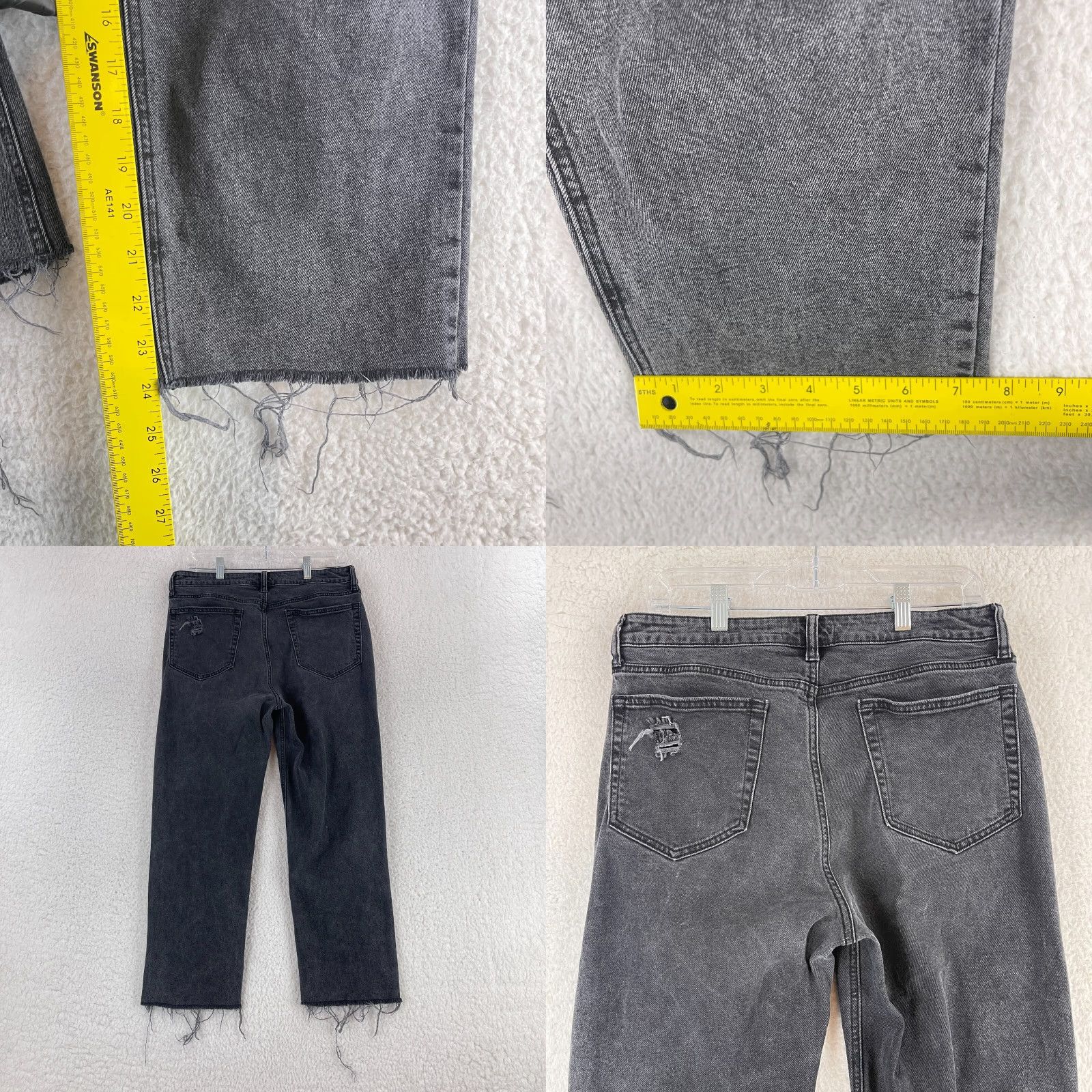 Vintage Carly Jean Black Denim Josie Distressed Straight Jeans Womens High-Rise Size 15-32 waist Size 36" / US 14 / IT 50 - 9 Thumbnail