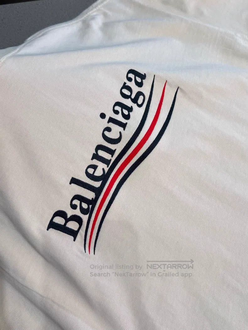 Balenciaga Balenciaga Embroidered Cola Logo Beige Round Neck Short Sl Size US M / EU 48-50 / 2 - 7 Thumbnail