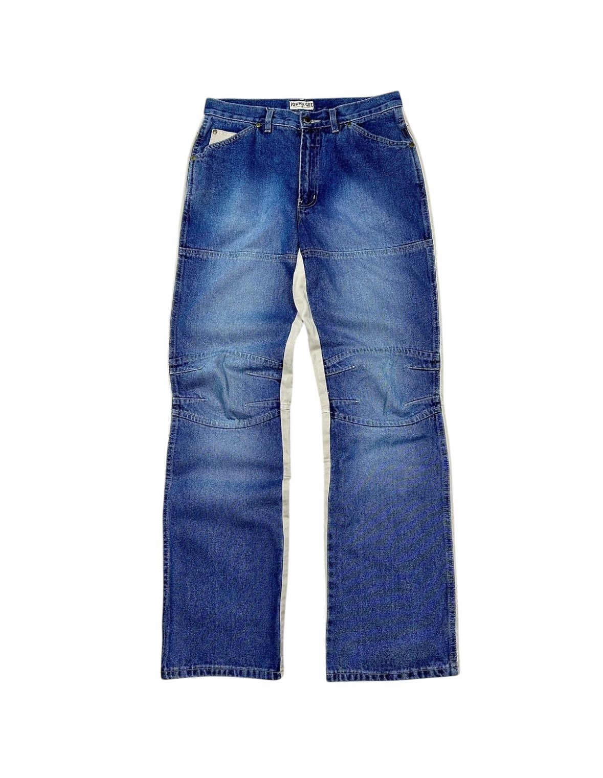 Japanese Brand × Vintage Vintage y2k Blue/Beige Hybrid Double Knee Denim Pants Jeans Size US 32 / EU 48 - 5 Thumbnail