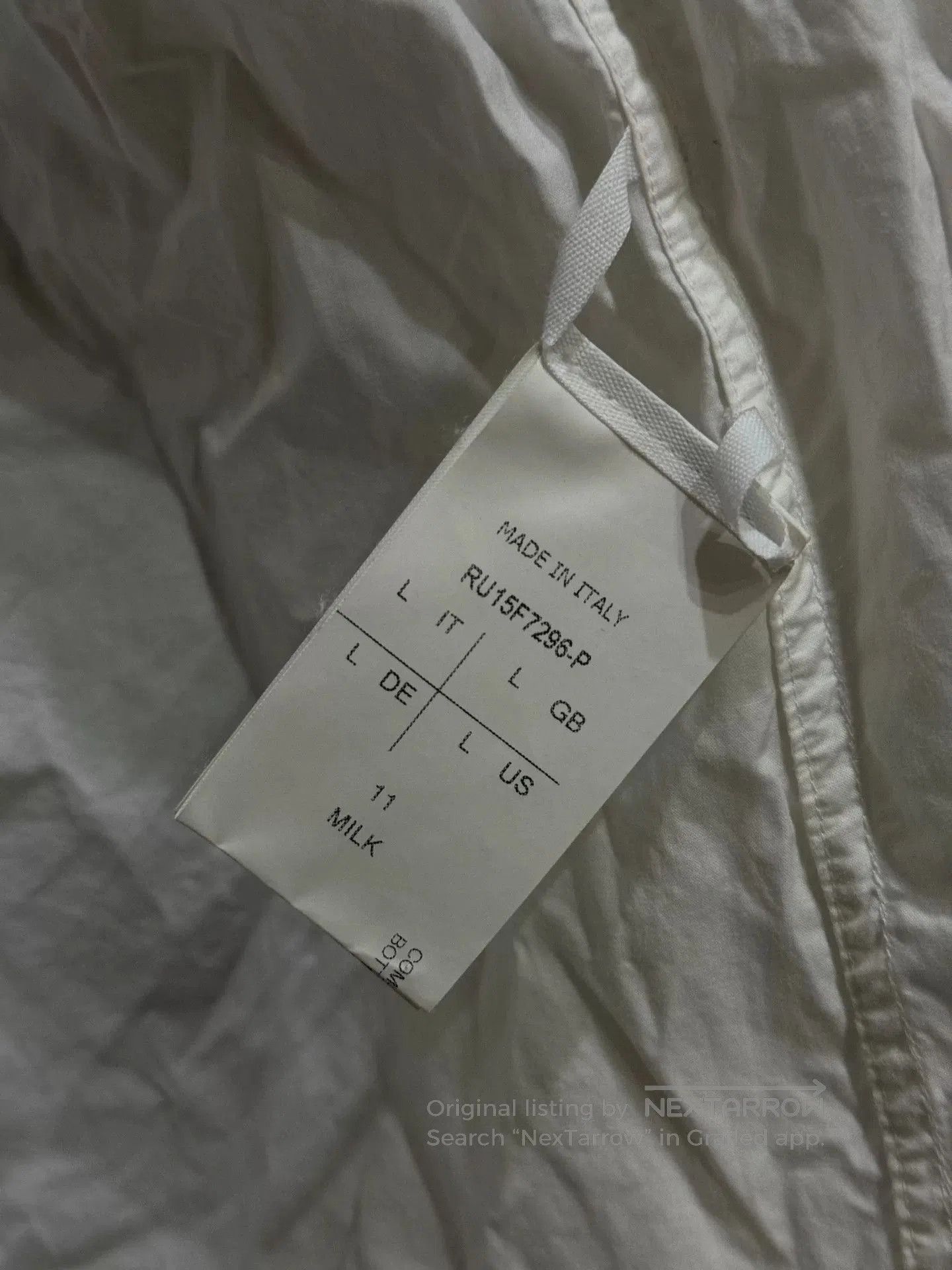 Rick Owens Rick Owens Collarless White Shirt. Size US L / EU 52-54 / 3 - 8 Thumbnail