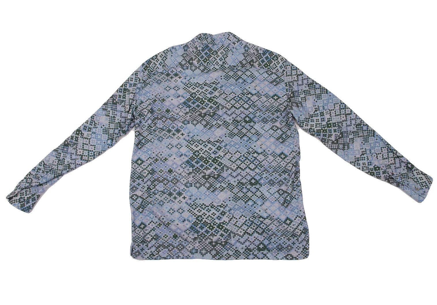 Emporio Armani Mosaic Print Rayon Shirt in Light Blue and Dark Green Size US XS / EU 42 / 0 - 9 Thumbnail