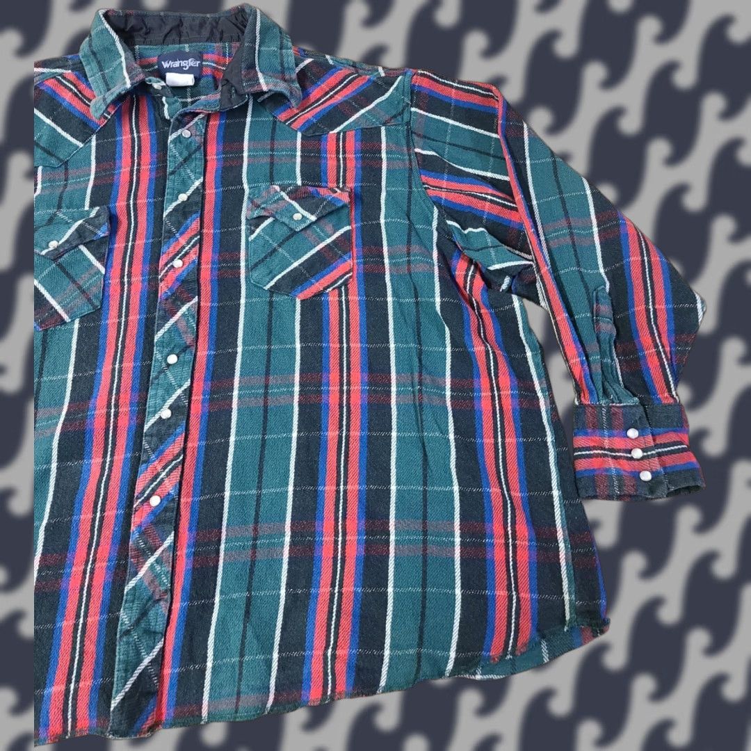 Wrangler Wrangler Shirt Mens 4X Plaid Long Sleeve Flannel Pearl Snap Western Button-Up Casual, All Seasons, Multicolor, Cotton, Slim Fit, 4X Men Size US XXL / EU 58 / 5 - 1 Thumbnail