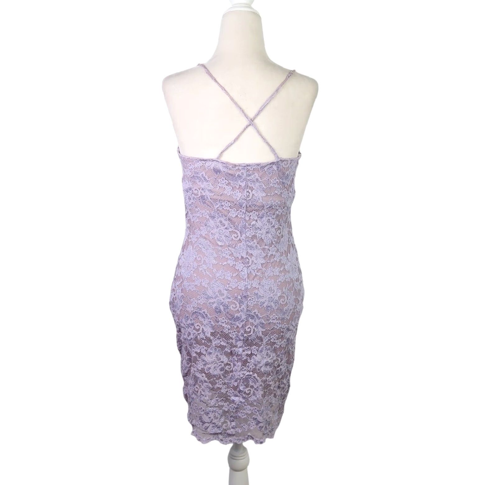 VINTAGE Hugo Buscati Purple Lace Sexy Bodycon Mini Dress XS