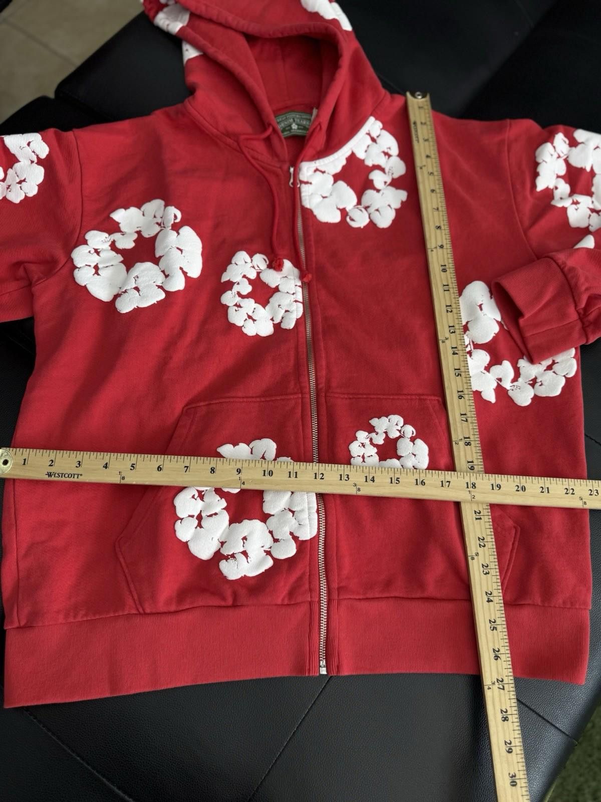 DENIM TEARS Size L - Denim Tears Cotton Wreath Red Zip Up Hoodie (NEW) Size US L / EU 52-54 / 3 - 5 Thumbnail