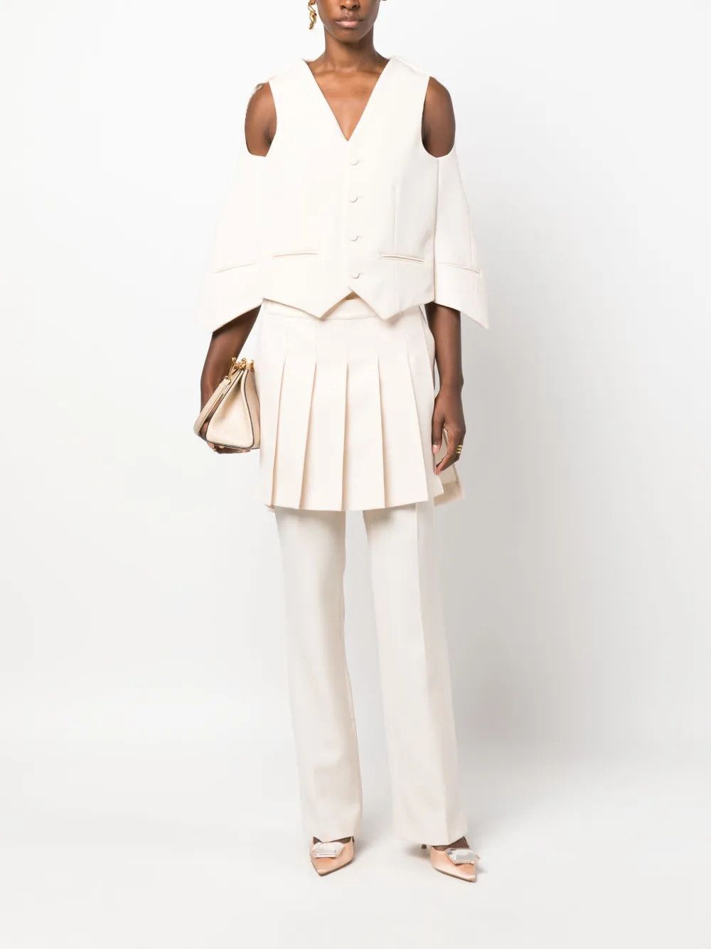 Fendi o1y0925 Sleeveless Vest in Ivory Size M / US 6-8 / IT 42-44 - 4 Thumbnail