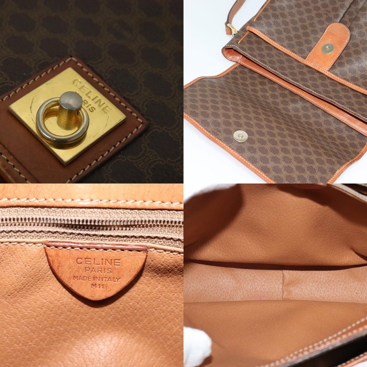Celine CELINE Macadam Canvas Shoulder Bag Pvc Leather Brown Gold Size ONE SIZE - 11 Thumbnail